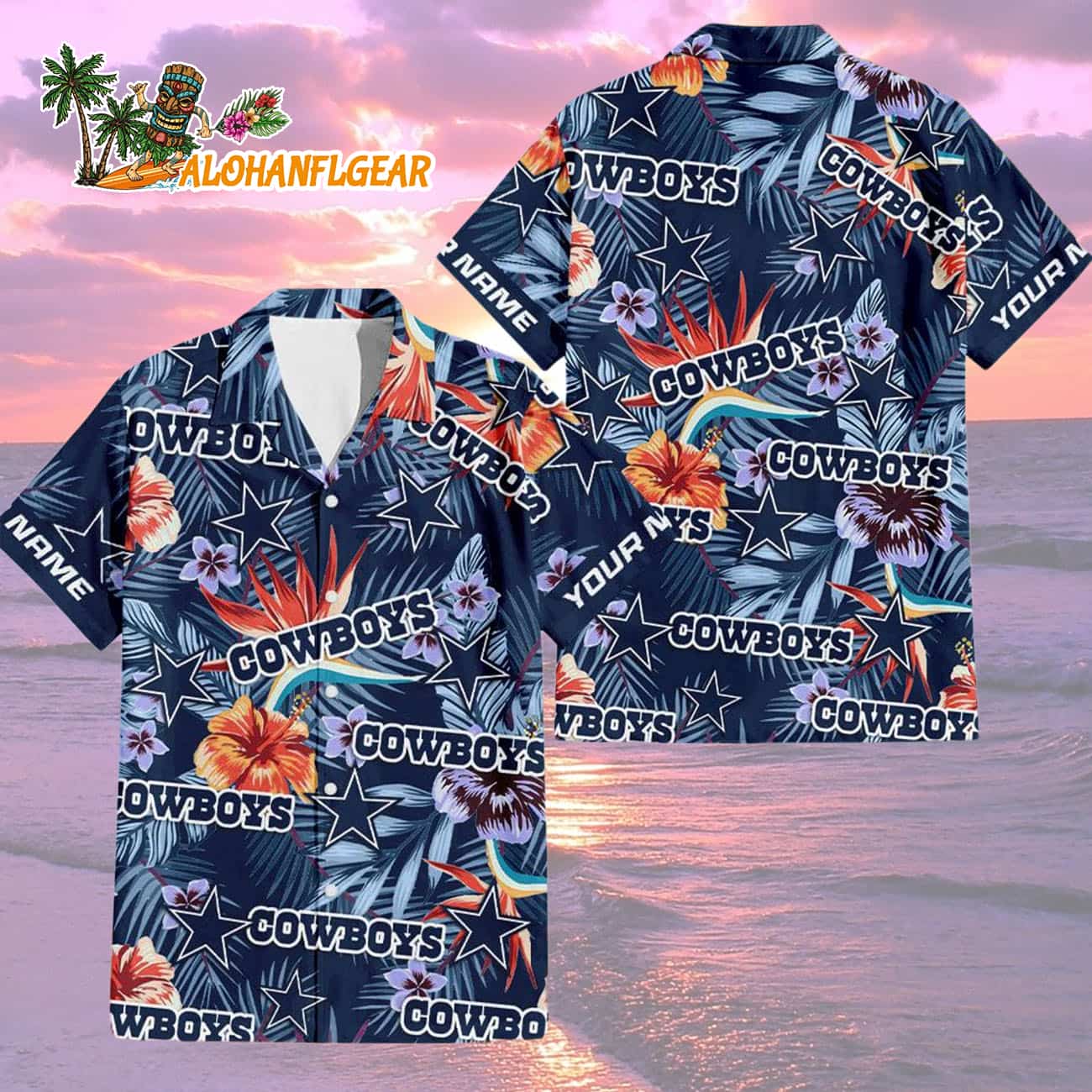 Dallas Cowboys Football Team Flower Summer Design Custom Name Hawaiian Shirt Dallas Cowboys Football Team Flower Summer Design Custom Name Hawaiian Shirt