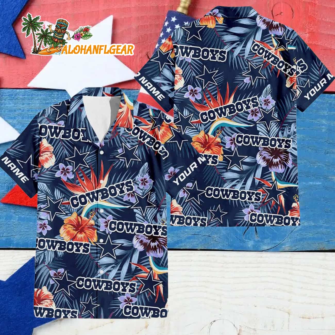 Dallas Cowboys Football Team Flower Summer Design Custom Name Hawaiian Shirt Dallas Cowboys Football Team Flower Summer Design Custom Name Hawaiian Shirt