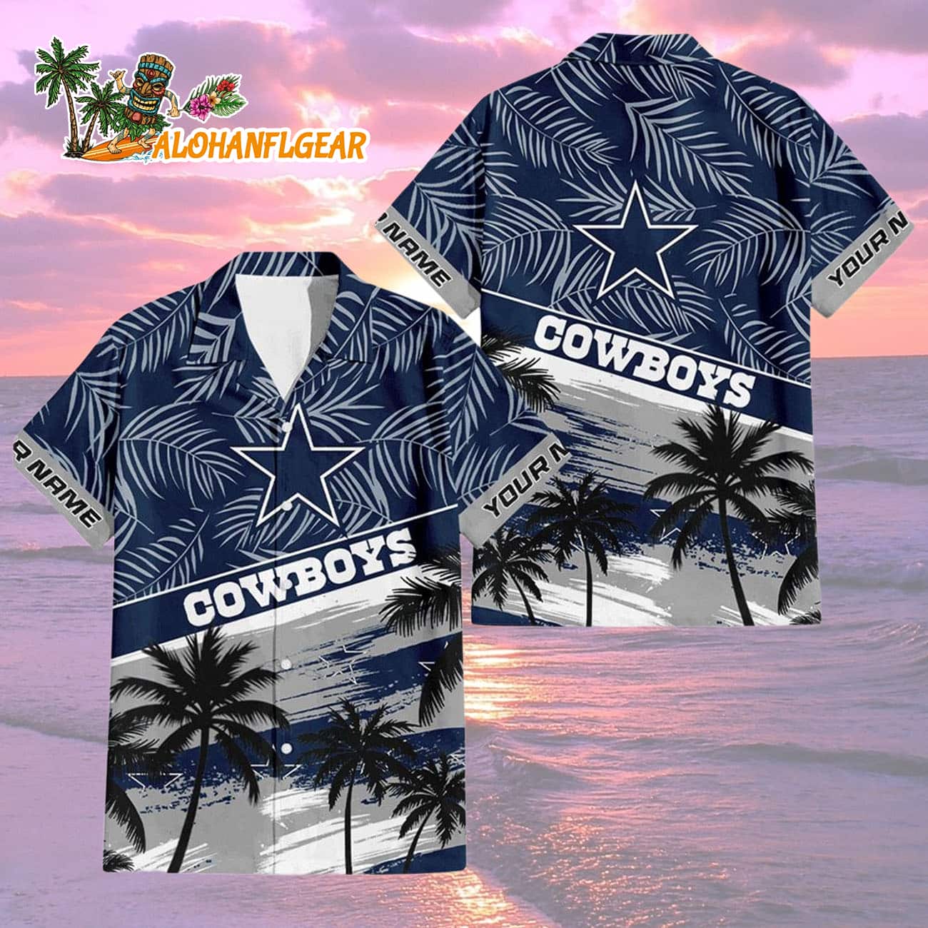 Dallas Cowboys Palm Tree Tropical Trendy Football Custom Name Hawaiian Shirt Dallas Cowboys Palm Tree Tropical Trendy Football Custom Name Hawaiian Shirt