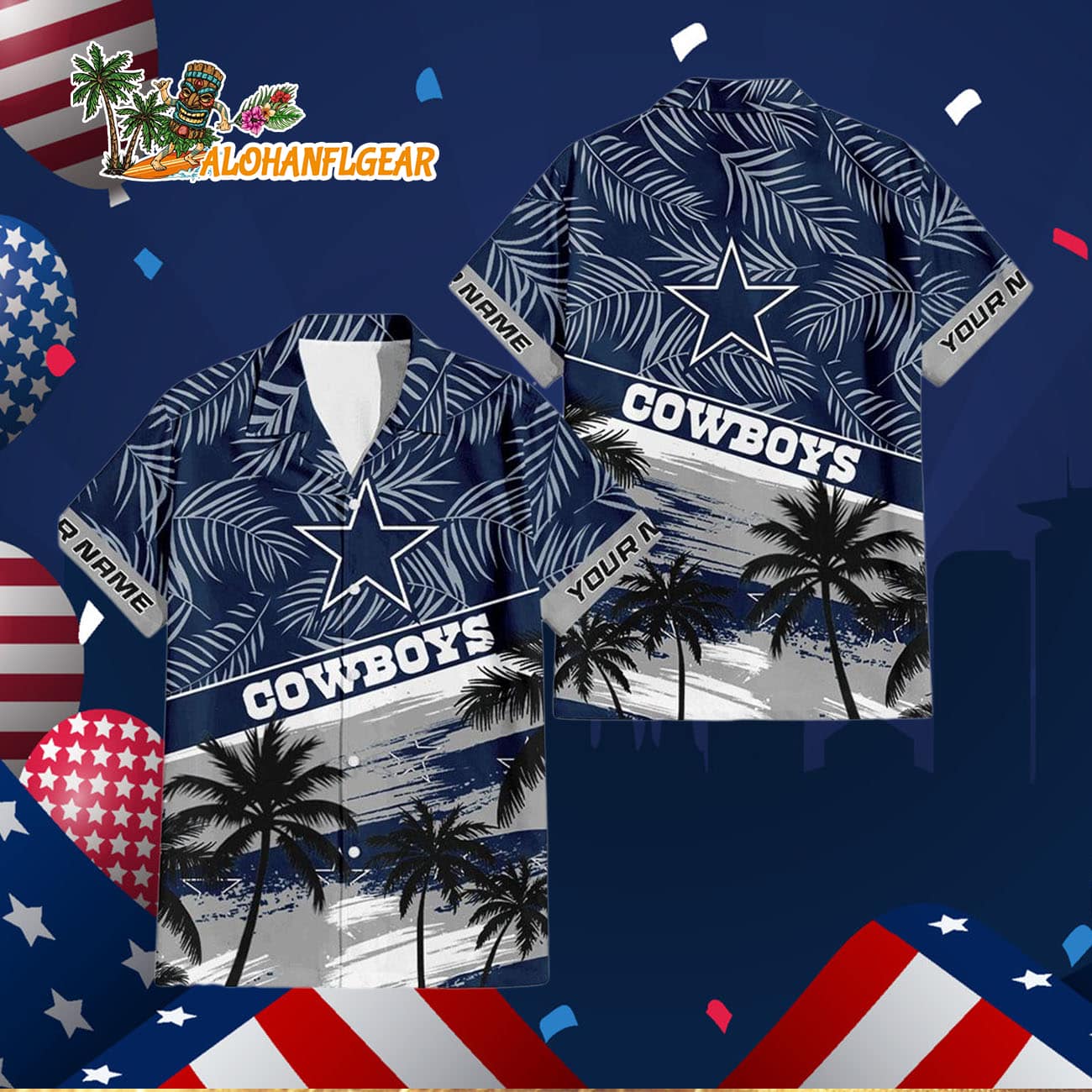 Dallas Cowboys Palm Tree Tropical Trendy Football Custom Name Hawaiian Shirt Dallas Cowboys Palm Tree Tropical Trendy Football Custom Name Hawaiian Shirt
