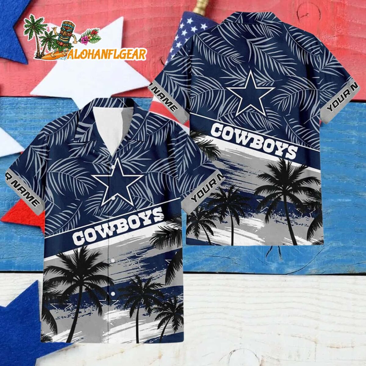 Dallas Cowboys Palm Tree Tropical Trendy Football Custom Name Hawaiian Shirt 4