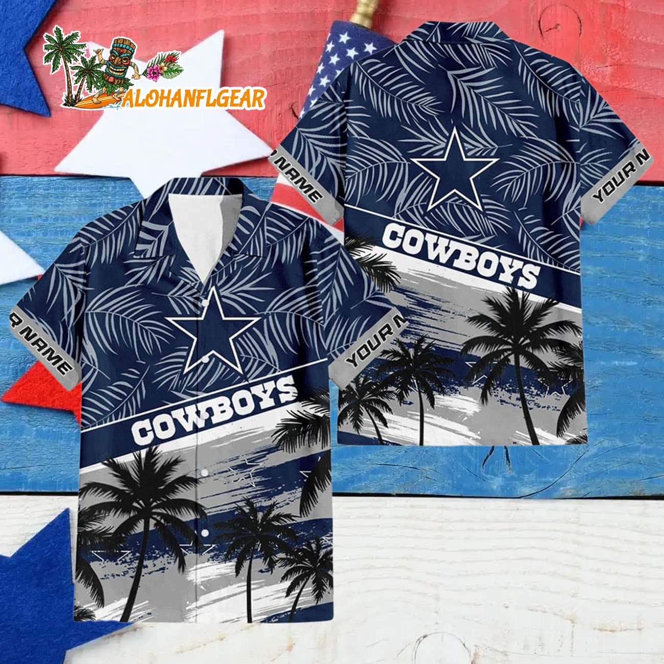 Dallas Cowboys Palm Tree Tropical Trendy Football Custom Name Hawaiian Shirt Dallas Cowboys Palm Tree Tropical Trendy Football Custom Name Hawaiian Shirt