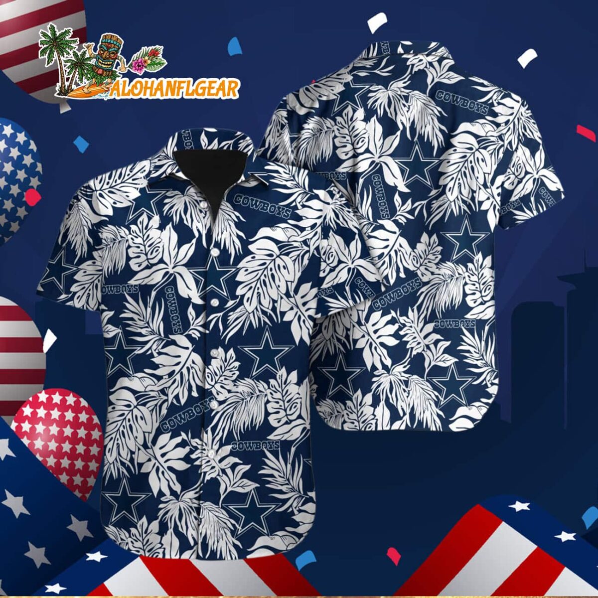 Dallas Cowboys Tropical Leafs Design Hawaiian Shirt 2 Dallas Cowboys Tropical Leafs Design Hawaiian Shirt 3