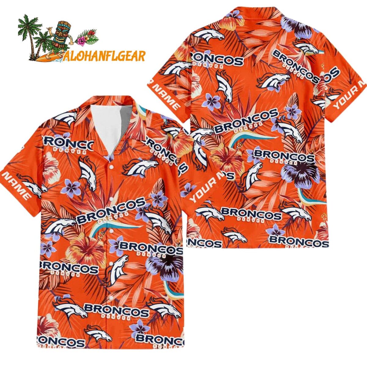 Denver Broncos Football Team Flower Summer Design Custom Name Hawaiian Shirt 1