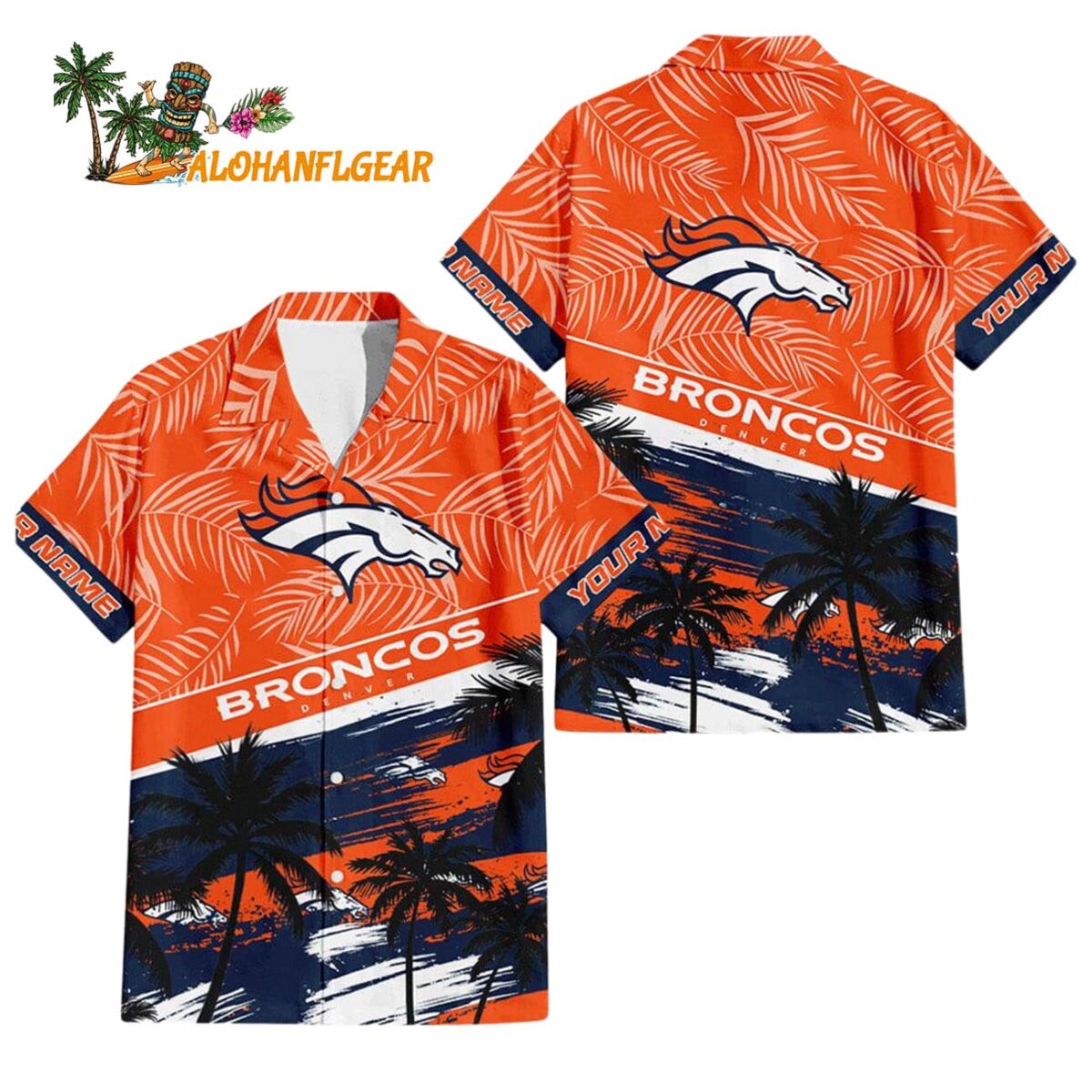 Denver Broncos Palm Tree Tropical Trendy Football Custom Name Hawaiian Shirt 1