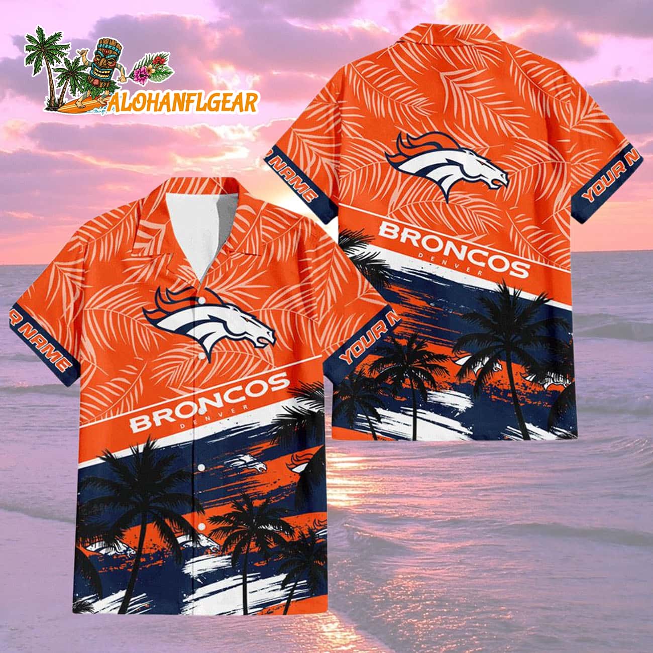 Denver Broncos Palm Tree Tropical Trendy Football Custom Name Hawaiian Shirt Denver Broncos Palm Tree Tropical Trendy Football Custom Name Hawaiian Shirt