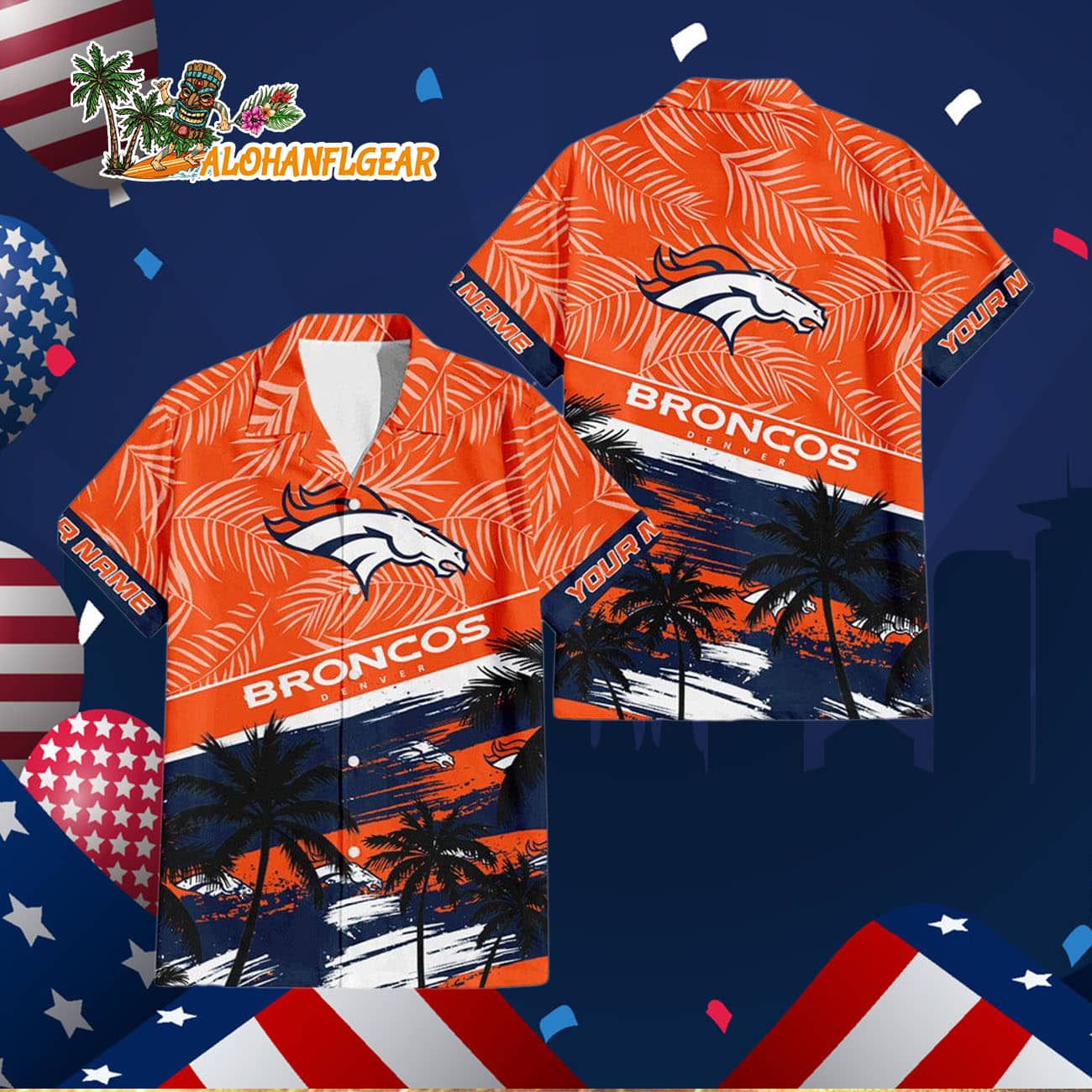 Denver Broncos Palm Tree Tropical Trendy Football Custom Name Hawaiian Shirt Denver Broncos Palm Tree Tropical Trendy Football Custom Name Hawaiian Shirt