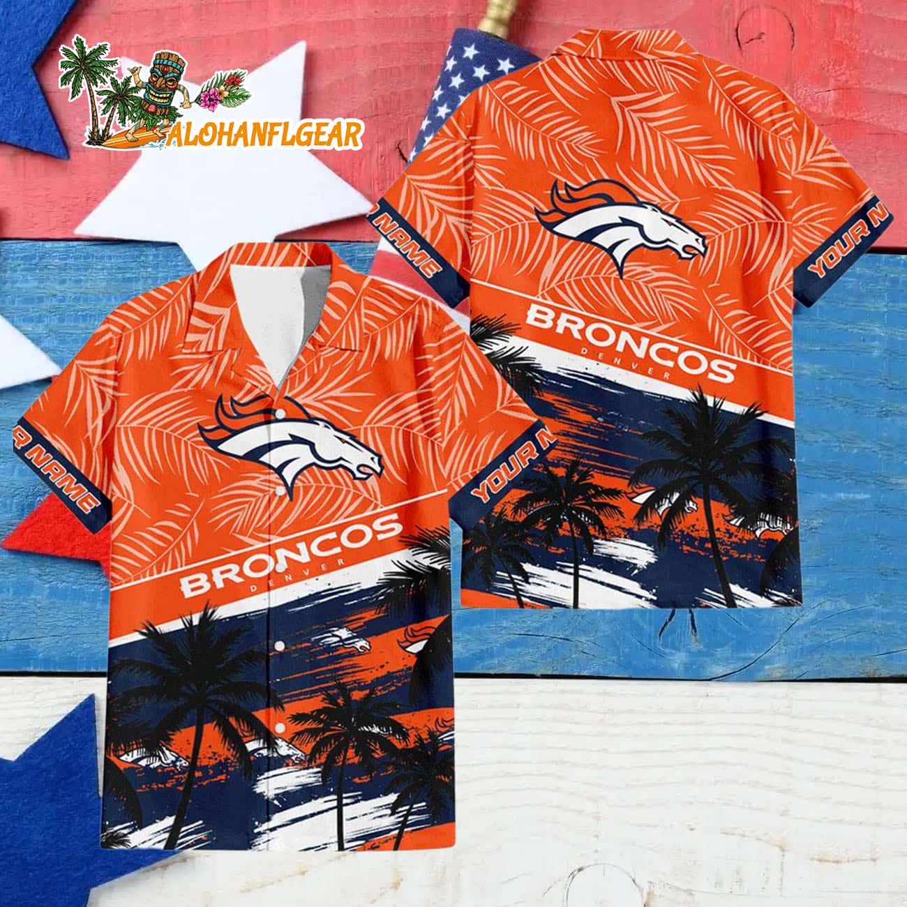 Denver Broncos Palm Tree Tropical Trendy Football Custom Name Hawaiian Shirt Denver Broncos Palm Tree Tropical Trendy Football Custom Name Hawaiian Shirt