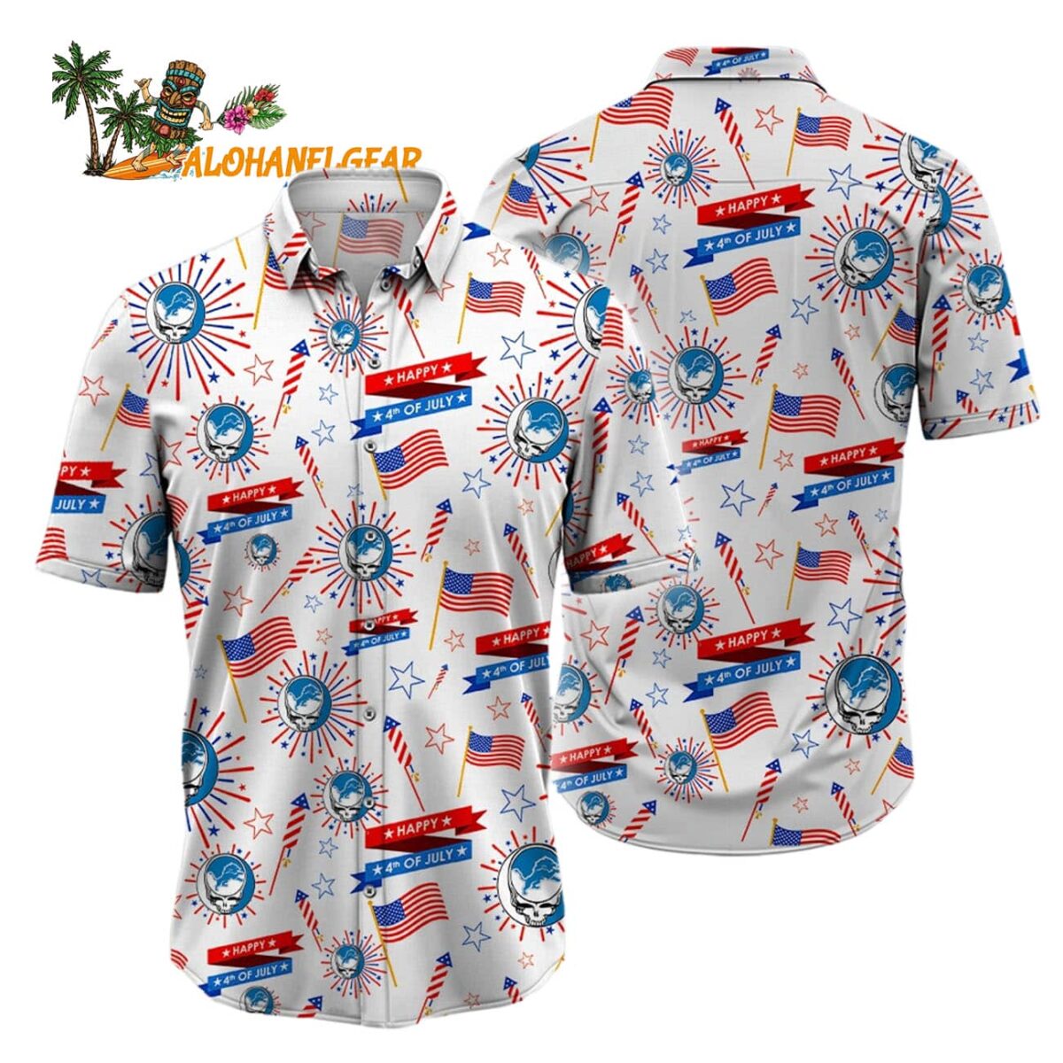 Detroit Lions Grateful Dead Hawaiian Shirt 1