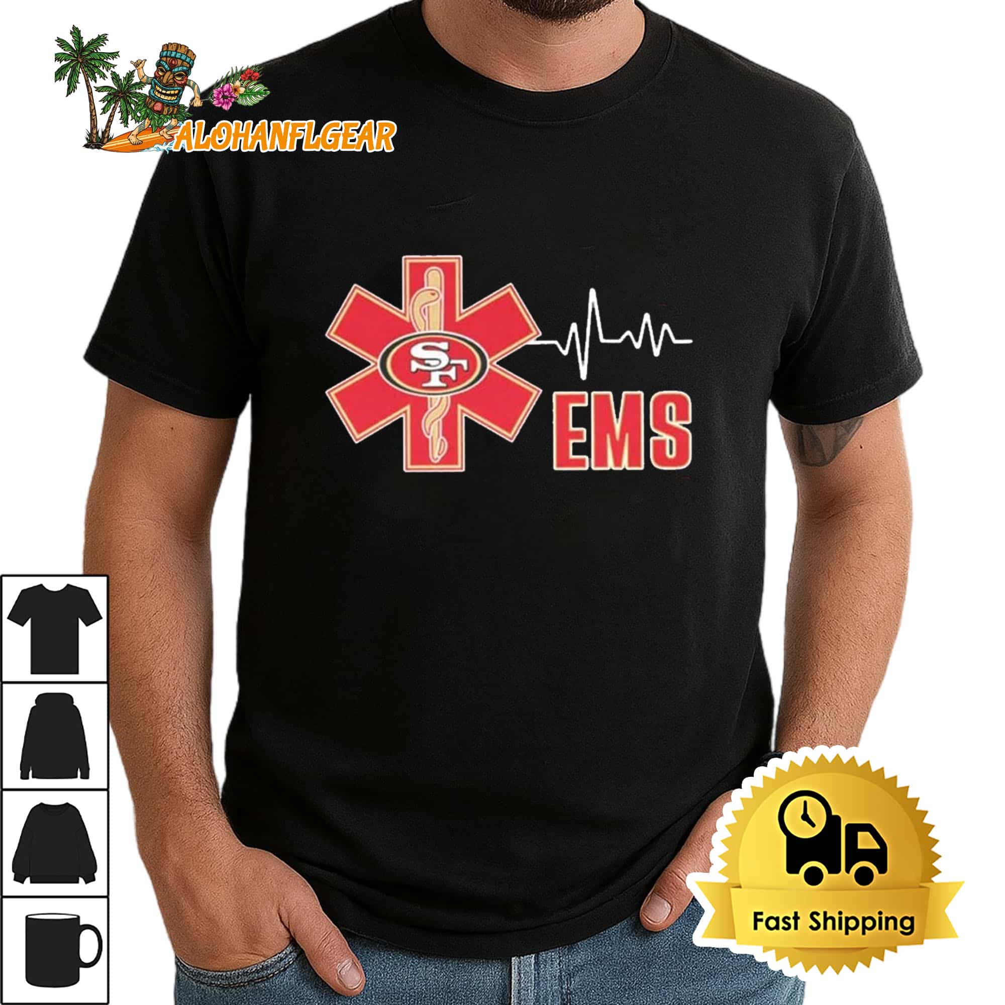 Ems Heartbeat San Francisco 49ers T-Shirt Ems Heartbeat San Francisco 49ers T-Shirt