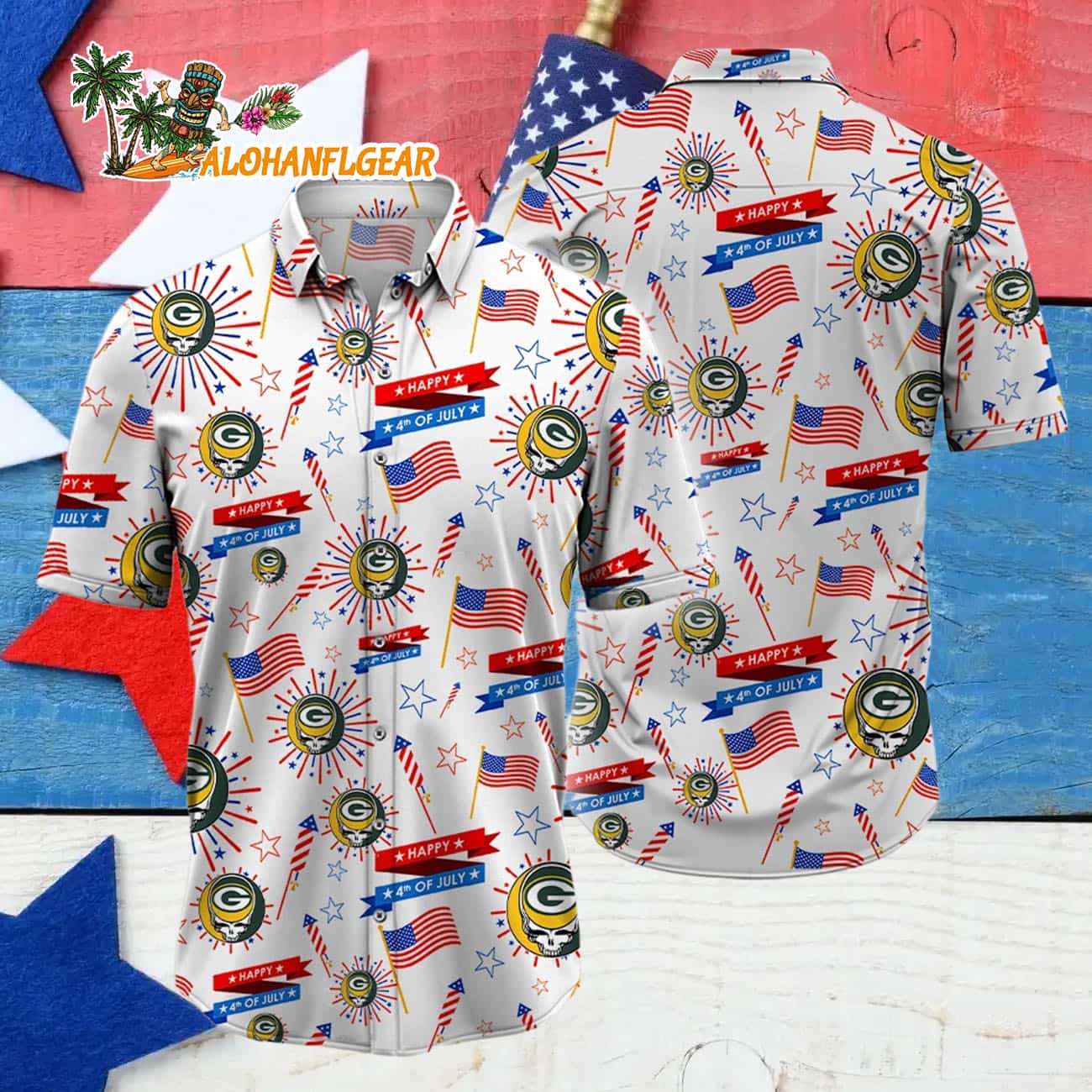 Green Bay Packers Grateful Dead Hawaiian Shirt Green Bay Packers Grateful Dead Hawaiian Shirt