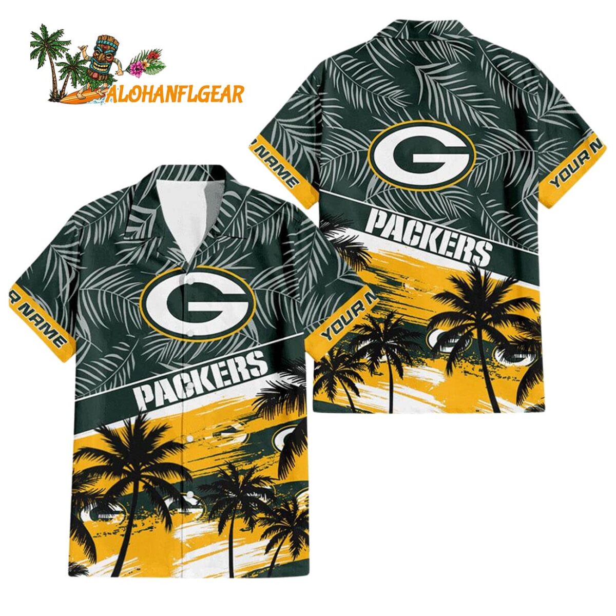 Green Bay Packers Palm Tree Tropical Trendy Football Custom Name Hawaiian Shirt 1