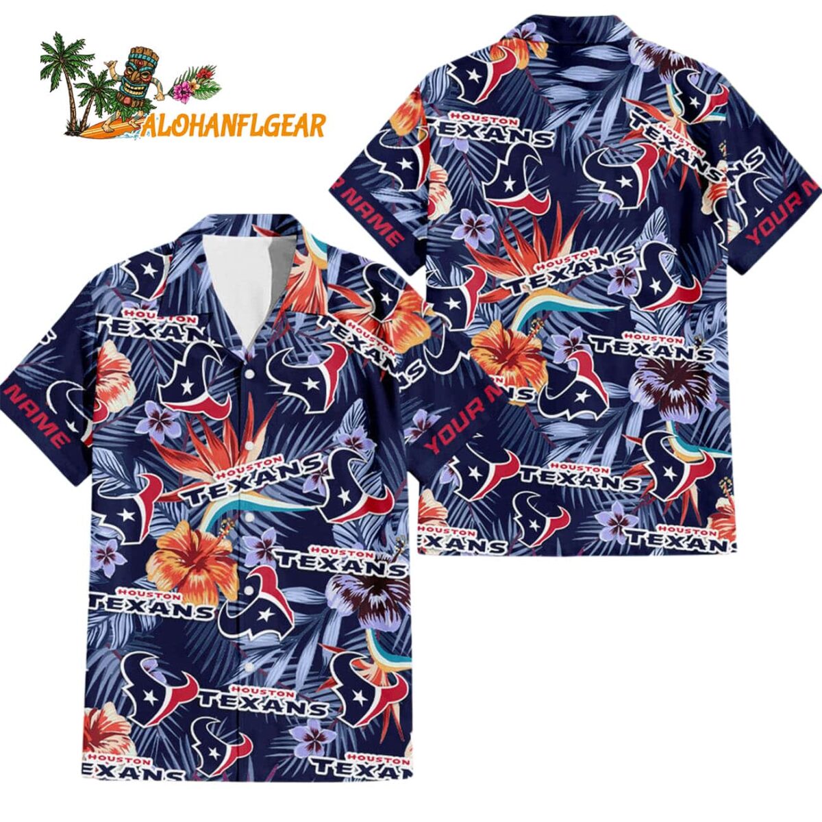 Houston Texans Football Team Flower Summer Design Custom Name Hawaiian Shirt 1