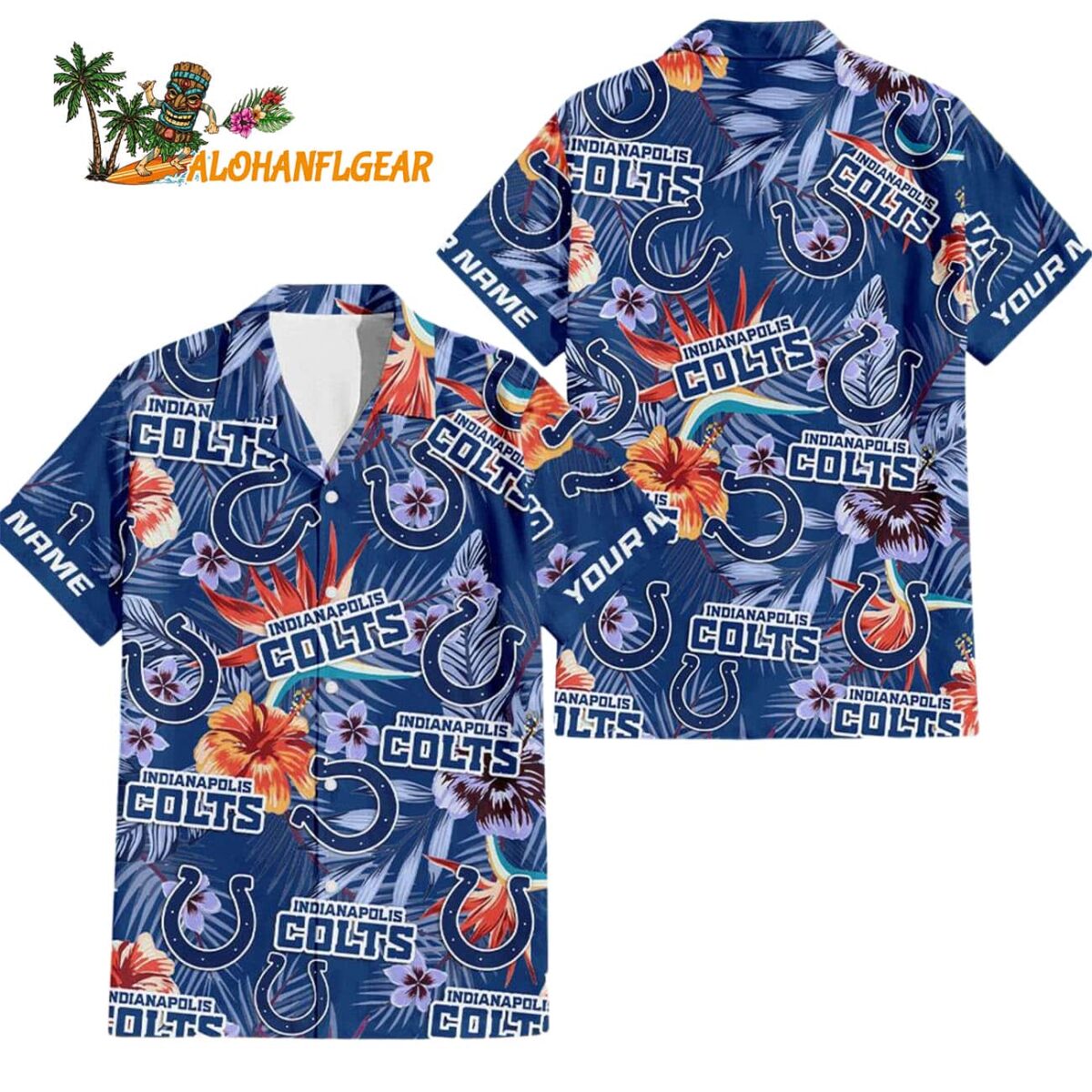 Indianapolis Colts Football Team Flower Summer Design Custom Name Hawaiian Shirt 1