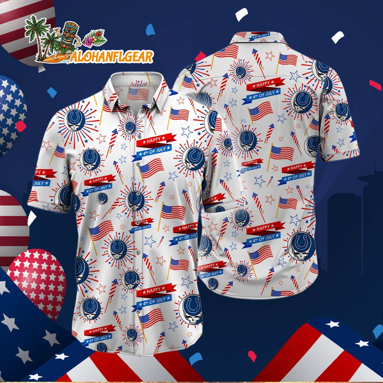 Indianapolis Colts Grateful Dead Hawaiian Shirt Indianapolis Colts Grateful Dead Hawaiian Shirt