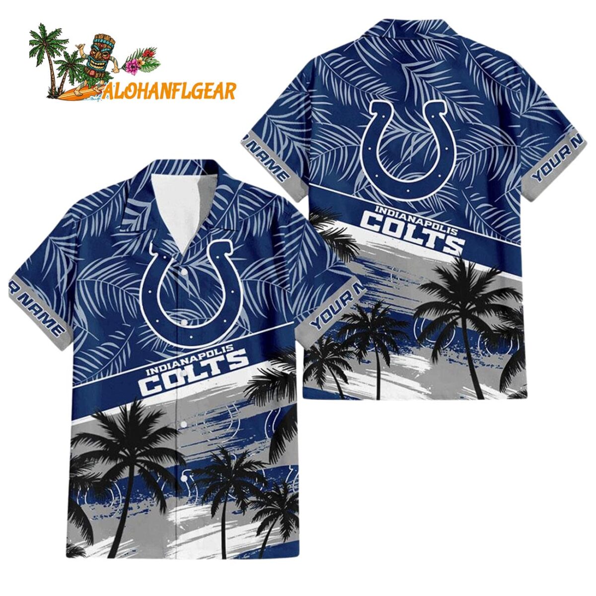 Indianapolis Colts Palm Tree Tropical Trendy Football Custom Name Hawaiian Shirt 1