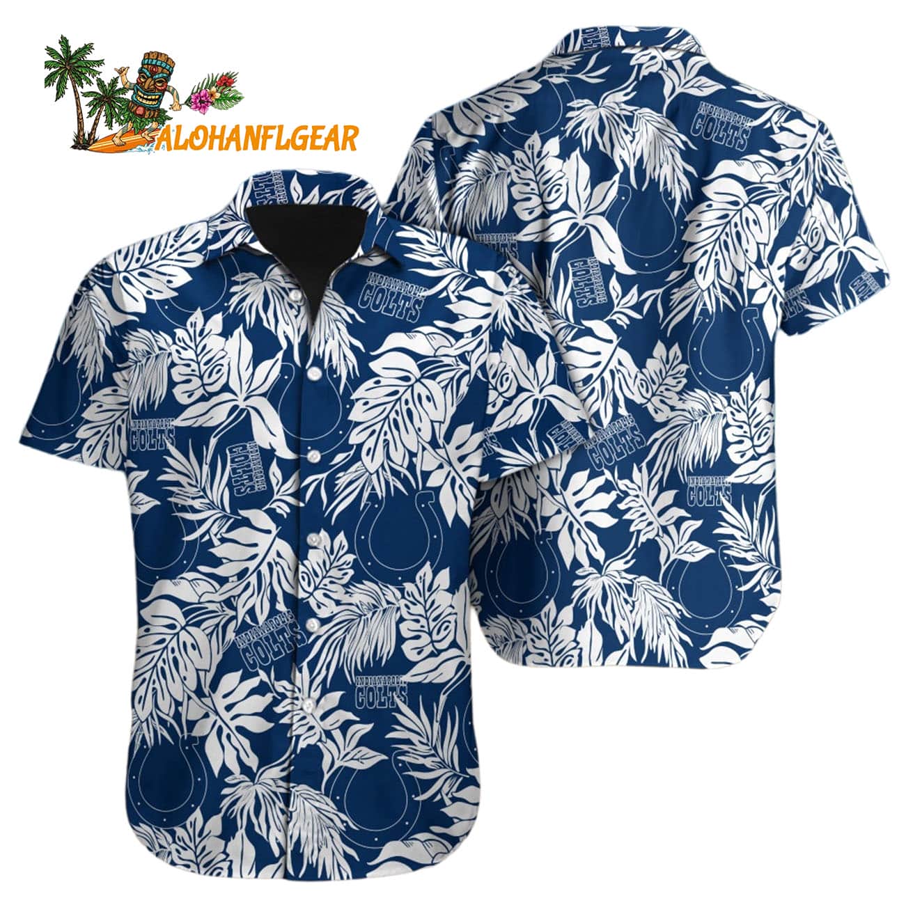 Indianapolis Colts Tropical Leafs Design Hawaiian Shirt Indianapolis Colts Tropical Leafs Design Hawaiian Shirt