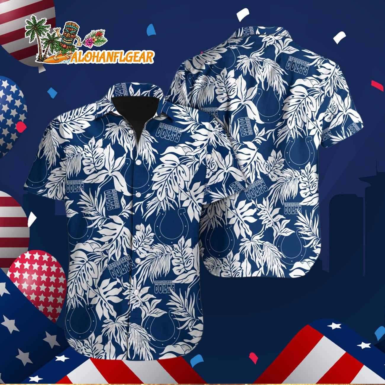 Indianapolis Colts Tropical Leafs Design Hawaiian Shirt Indianapolis Colts Tropical Leafs Design Hawaiian Shirt