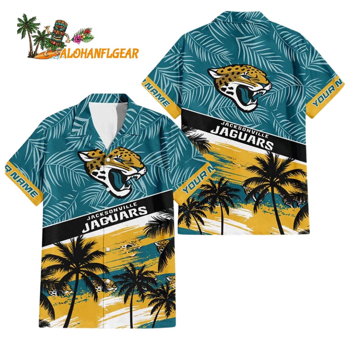 Jacksonville Jaguars Palm Tree Tropical Trendy Football Custom Name Hawaiian Shirt 1