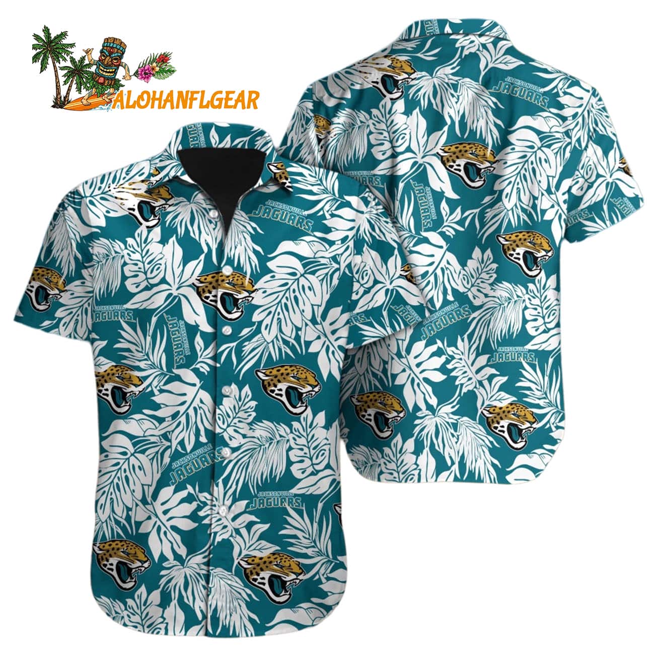 Jacksonville Jaguars Tropical Leafs Design Hawaiian Shirt Jacksonville Jaguars Tropical Leafs Design Hawaiian Shirt