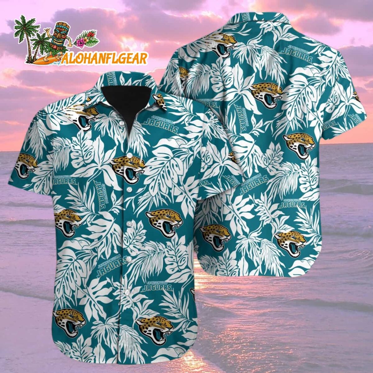 Jacksonville Jaguars Tropical Leafs Design Hawaiian Shirt 2