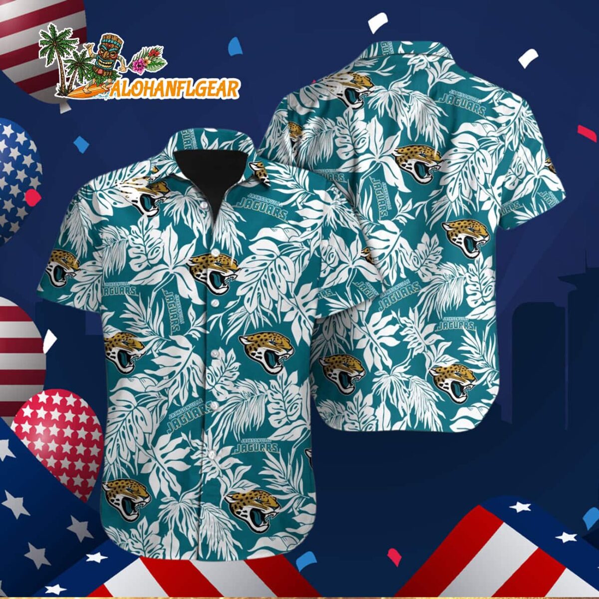 Jacksonville Jaguars Tropical Leafs Design Hawaiian Shirt 3