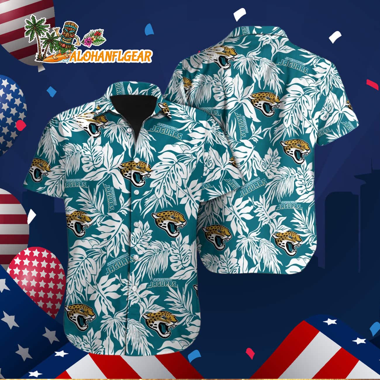 Jacksonville Jaguars Tropical Leafs Design Hawaiian Shirt Jacksonville Jaguars Tropical Leafs Design Hawaiian Shirt