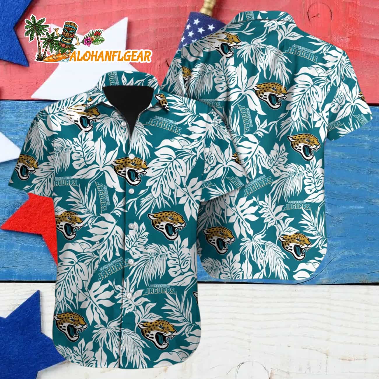 Jacksonville Jaguars Tropical Leafs Design Hawaiian Shirt Jacksonville Jaguars Tropical Leafs Design Hawaiian Shirt