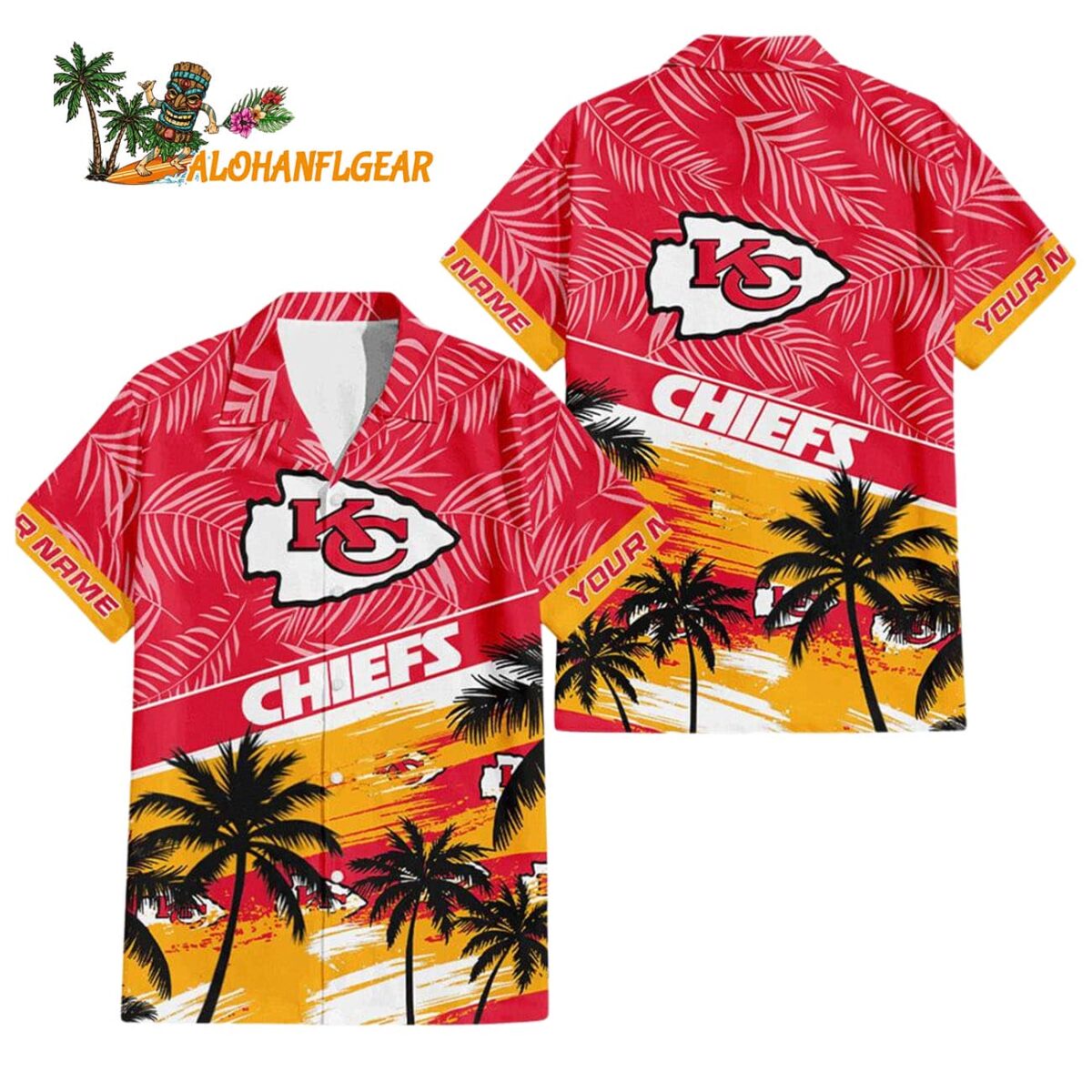 Kansas City Chiefs Palm Tree Tropical Trendy Football Custom Name Hawaiian Shirt 1