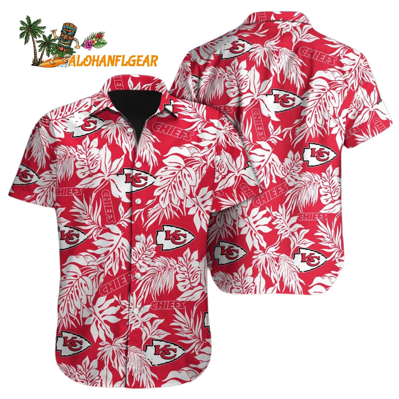 Kansas City Chiefs Tropical Leafs Design Hawaiian Shirt Kansas City Chiefs Tropical Leafs Design Hawaiian Shirt