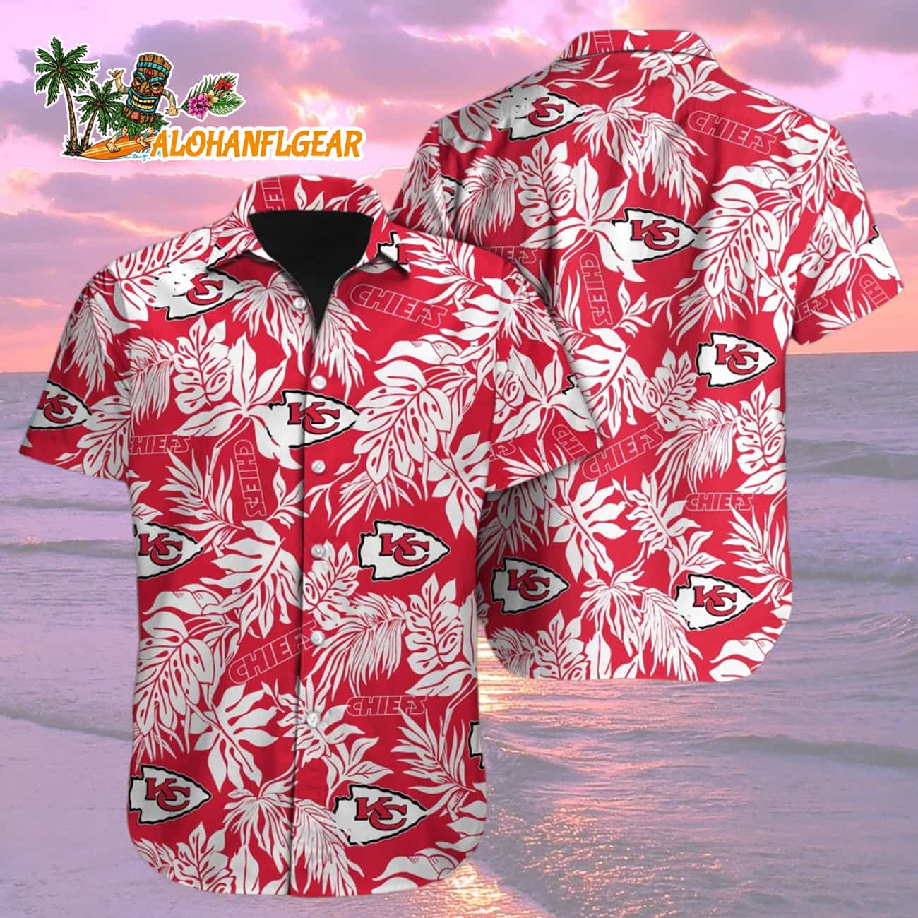 Kansas City Chiefs Tropical Leafs Design Hawaiian Shirt Kansas City Chiefs Tropical Leafs Design Hawaiian Shirt