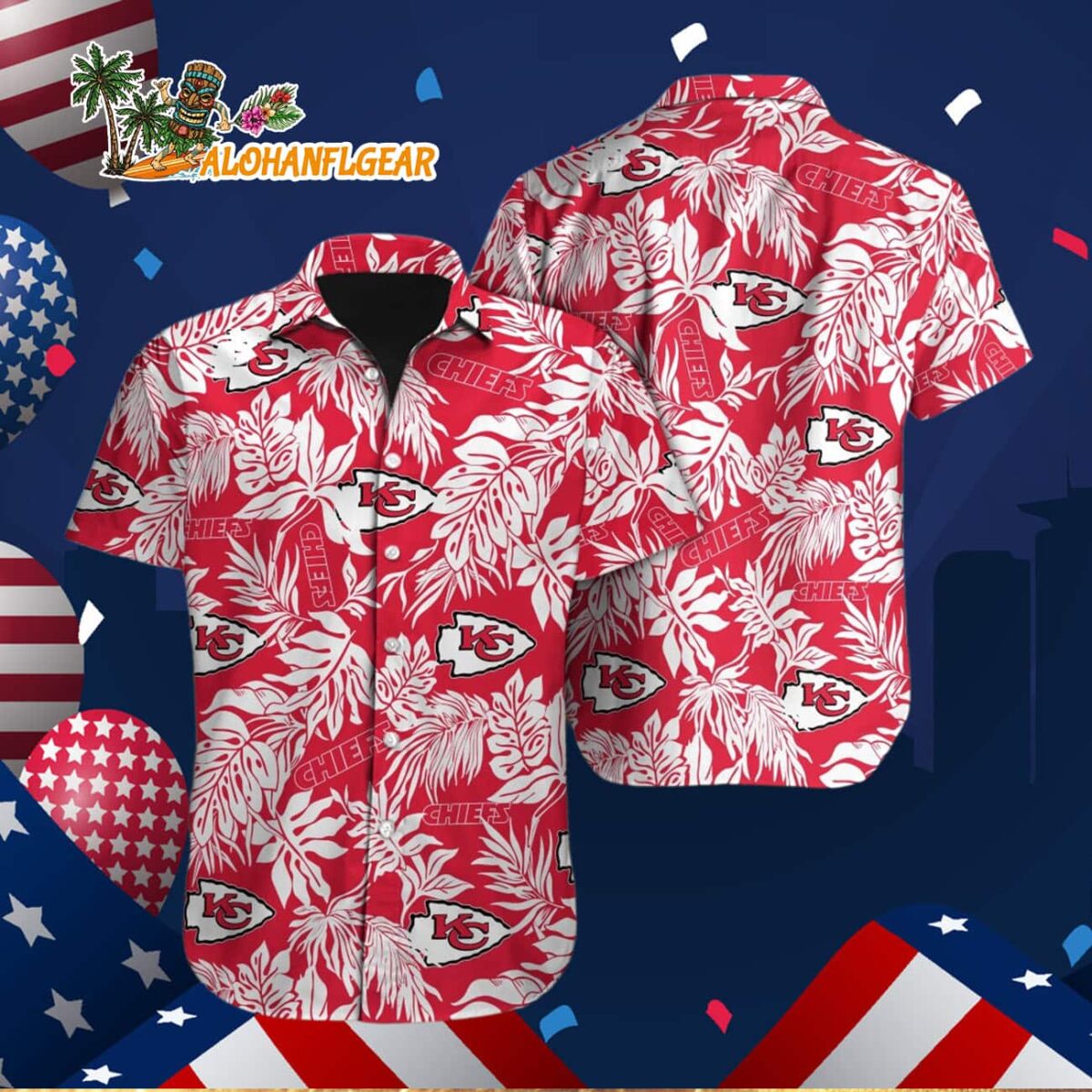 Kansas City Chiefs Tropical Leafs Design Hawaiian Shirt 3
