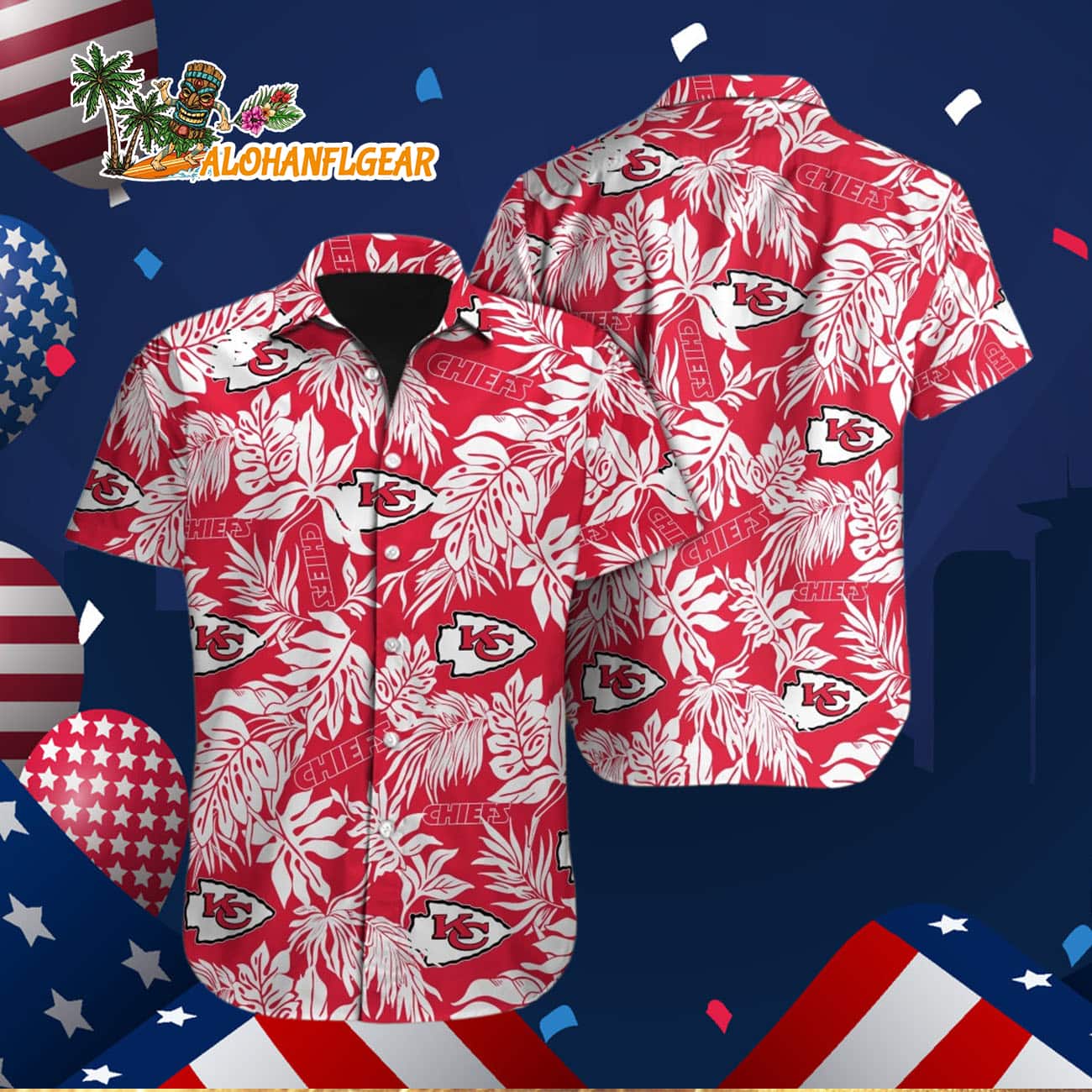 Kansas City Chiefs Tropical Leafs Design Hawaiian Shirt Kansas City Chiefs Tropical Leafs Design Hawaiian Shirt