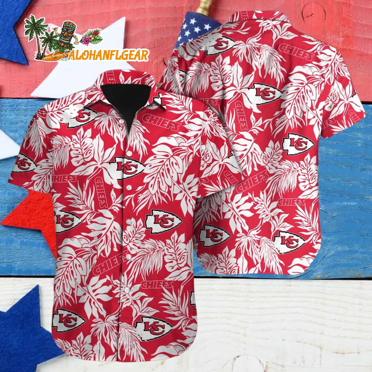 Kansas City Chiefs Tropical Leafs Design Hawaiian Shirt Kansas City Chiefs Tropical Leafs Design Hawaiian Shirt
