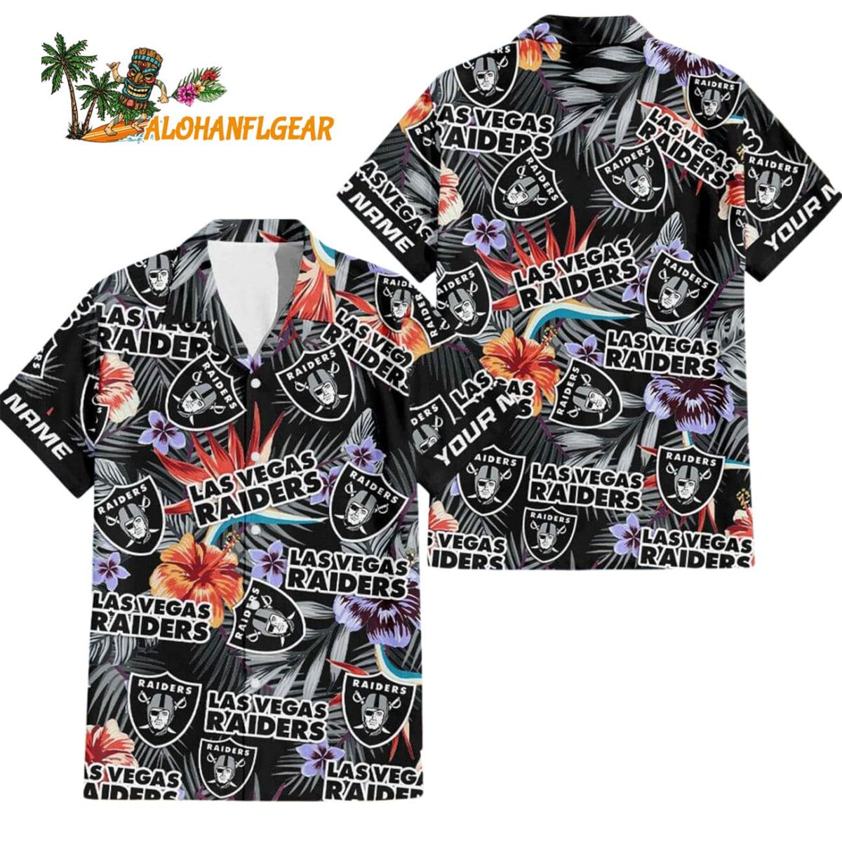 Las Vegas Raiders Football Team Flower Summer Design Custom Name Hawaiian Shirt 1