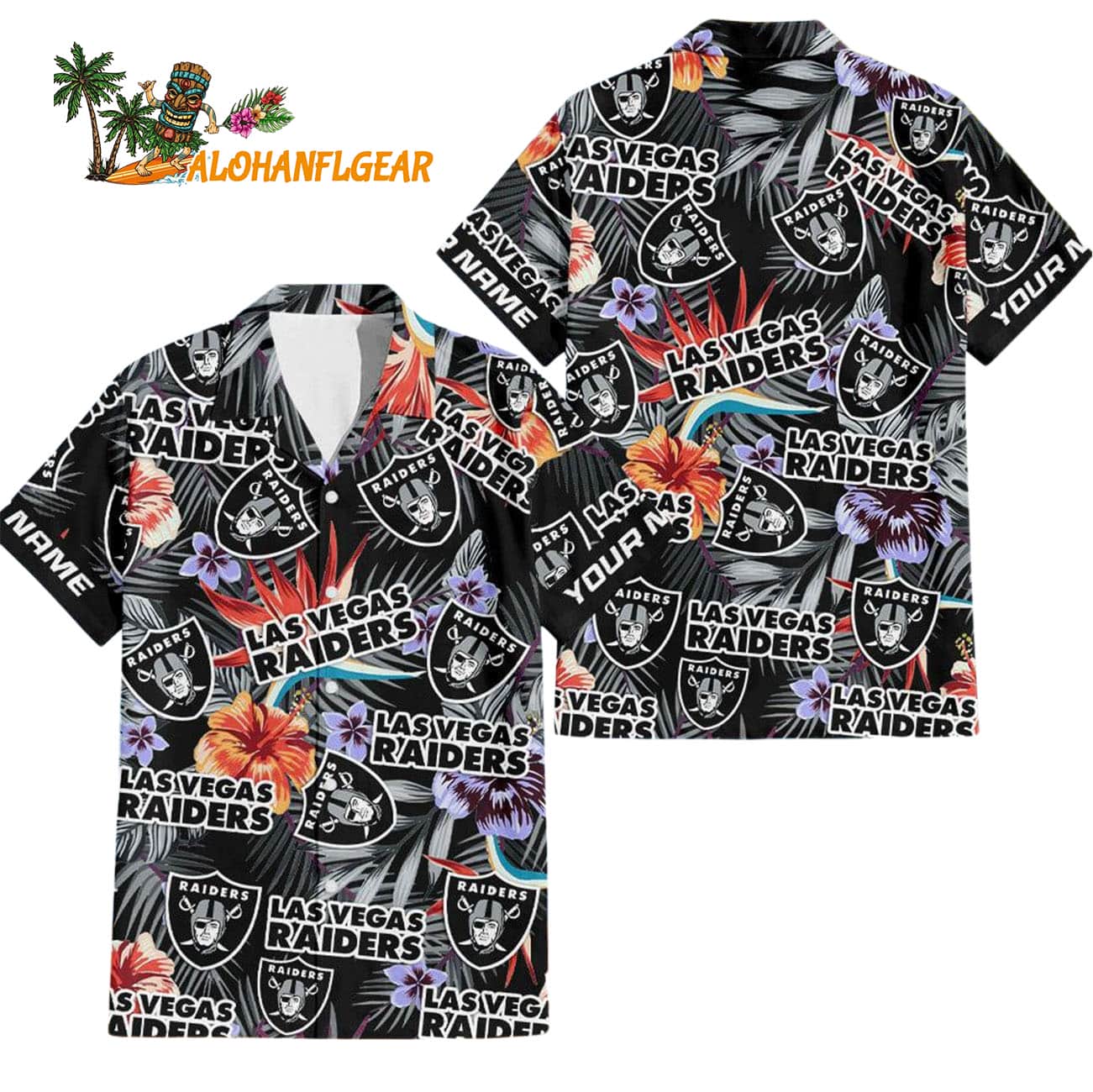 Las Vegas Raiders Football Team Flower Summer Design Custom Name Hawaiian Shirt Las Vegas Raiders Football Team Flower Summer Design Custom Name Hawaiian Shirt