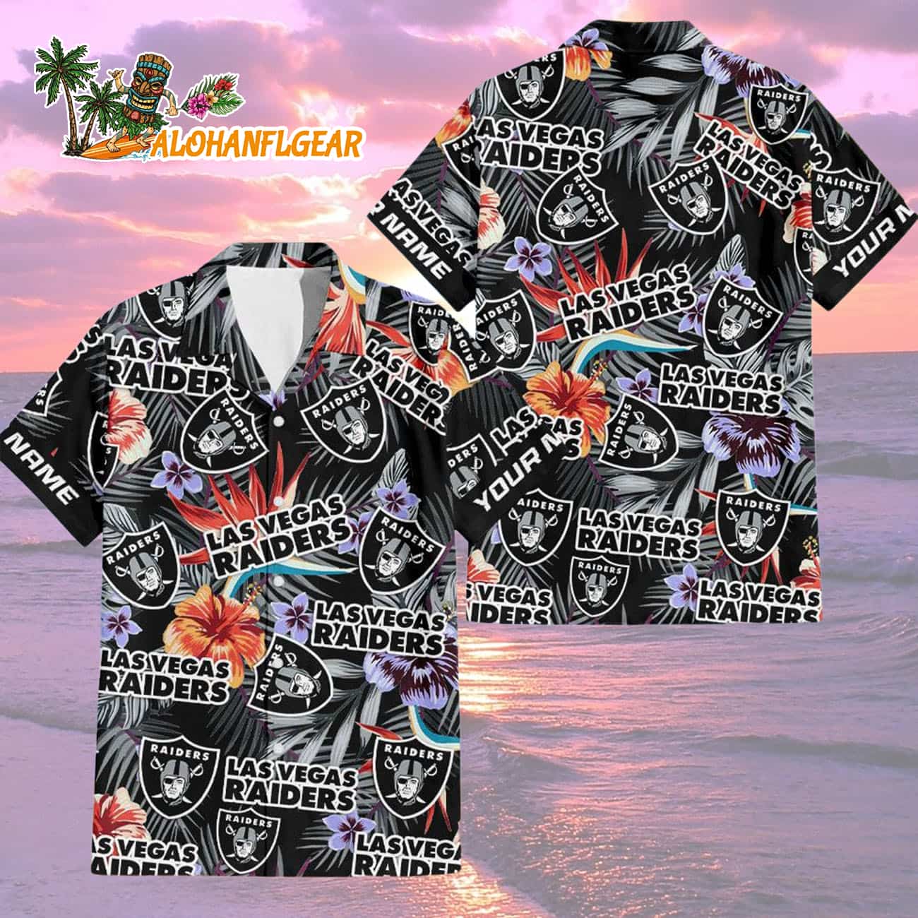 Las Vegas Raiders Football Team Flower Summer Design Custom Name Hawaiian Shirt Las Vegas Raiders Football Team Flower Summer Design Custom Name Hawaiian Shirt