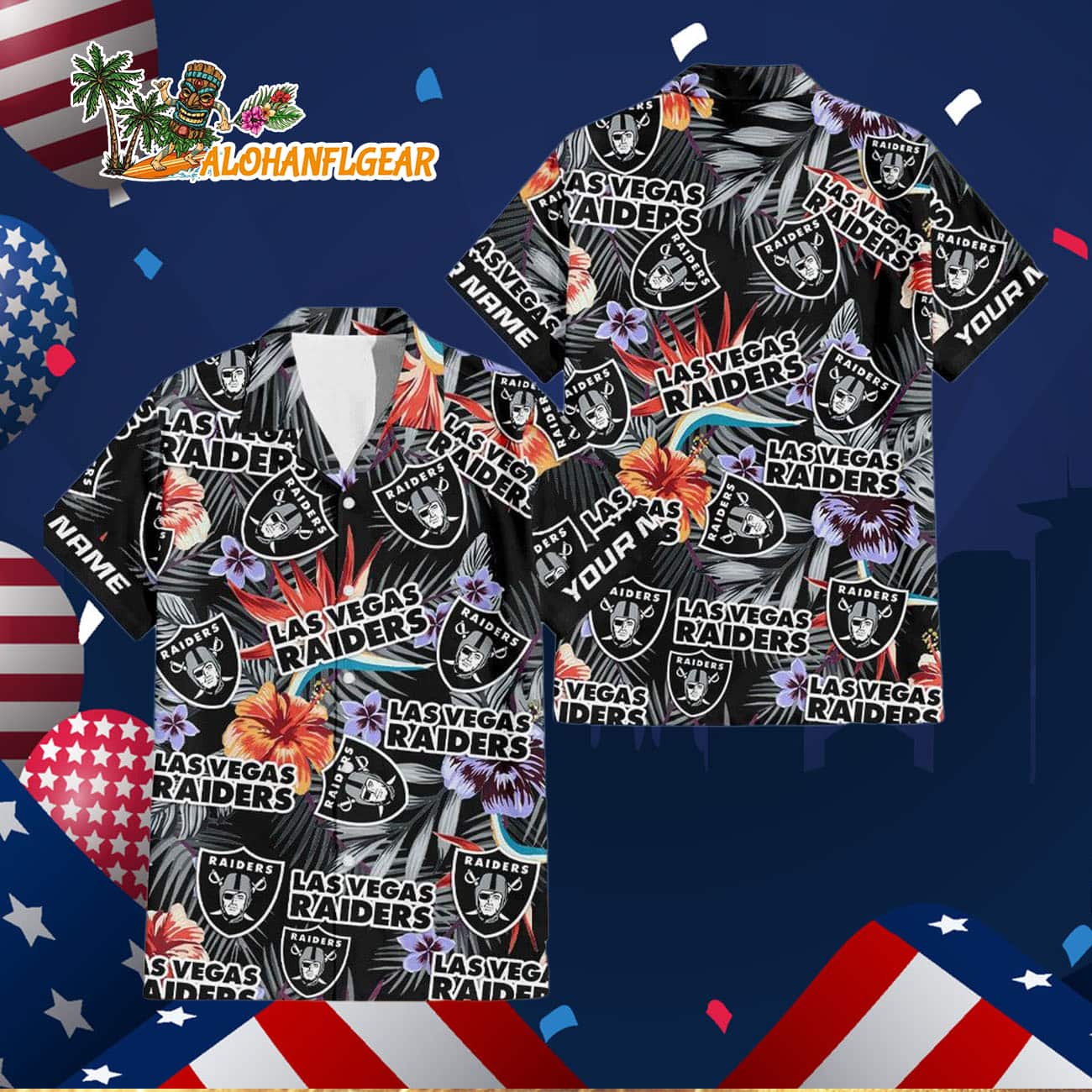 Las Vegas Raiders Football Team Flower Summer Design Custom Name Hawaiian Shirt Las Vegas Raiders Football Team Flower Summer Design Custom Name Hawaiian Shirt