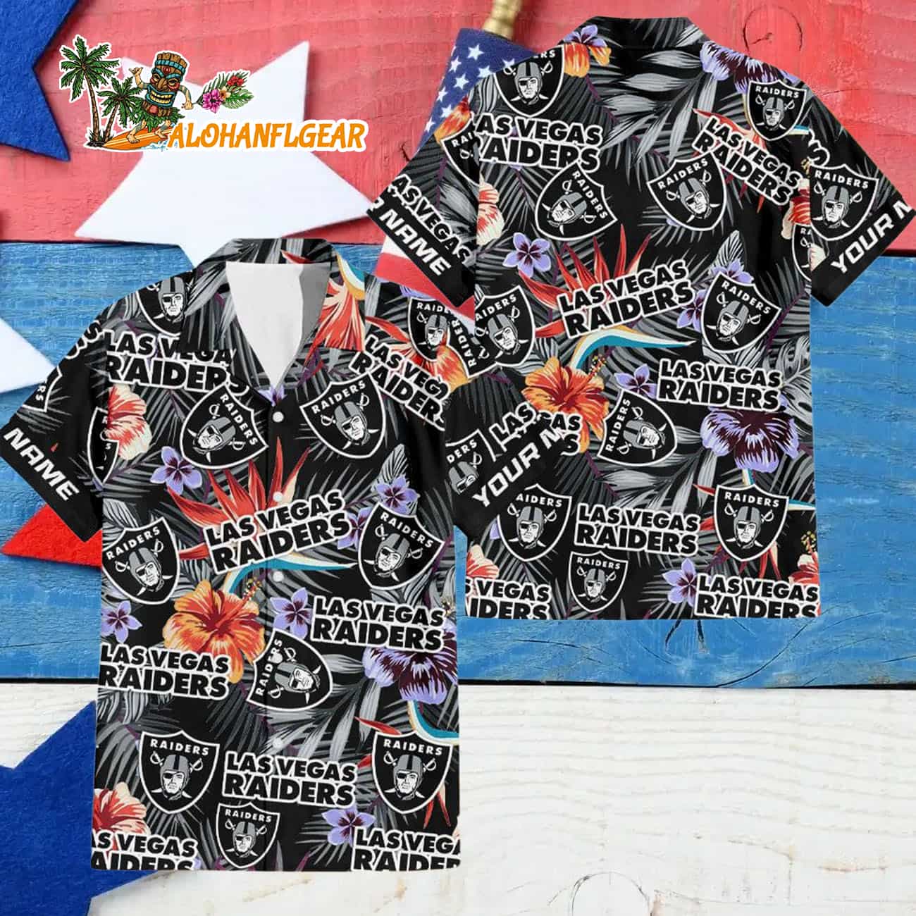 Las Vegas Raiders Football Team Flower Summer Design Custom Name Hawaiian Shirt Las Vegas Raiders Football Team Flower Summer Design Custom Name Hawaiian Shirt