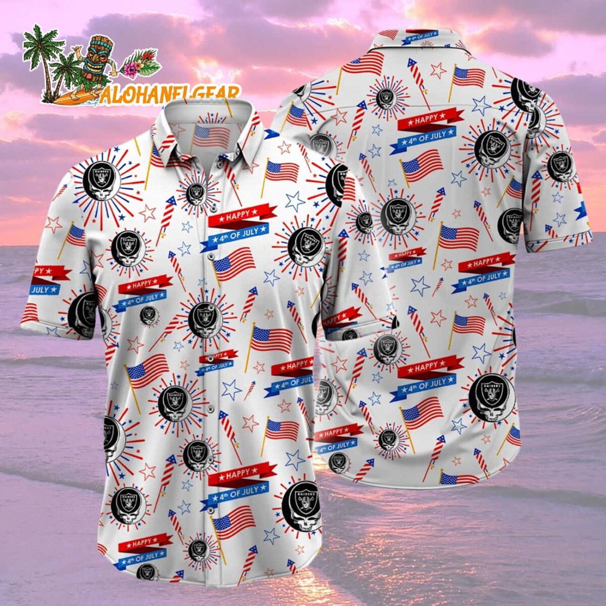 Las Vegas Raiders Grateful Dead Hawaiian Shirt 2