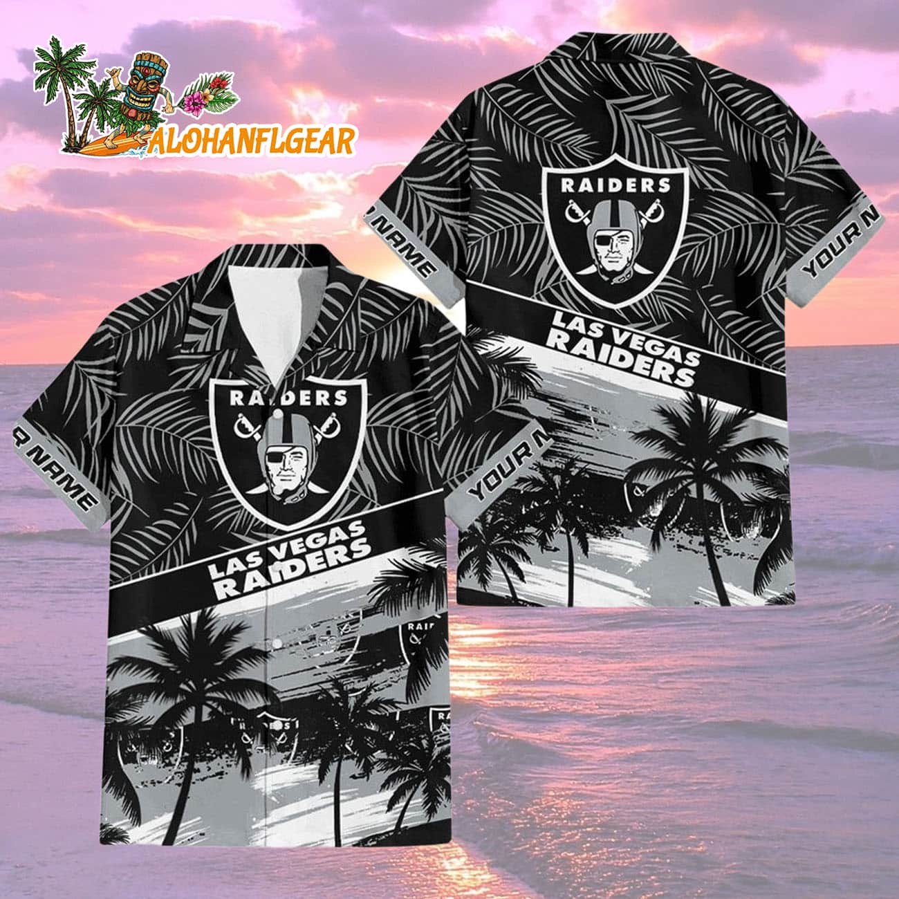 Las Vegas Raiders Palm Tree Tropical Trendy Football Custom Name Hawaiian Shirt Las Vegas Raiders Palm Tree Tropical Trendy Football Custom Name Hawaiian Shirt