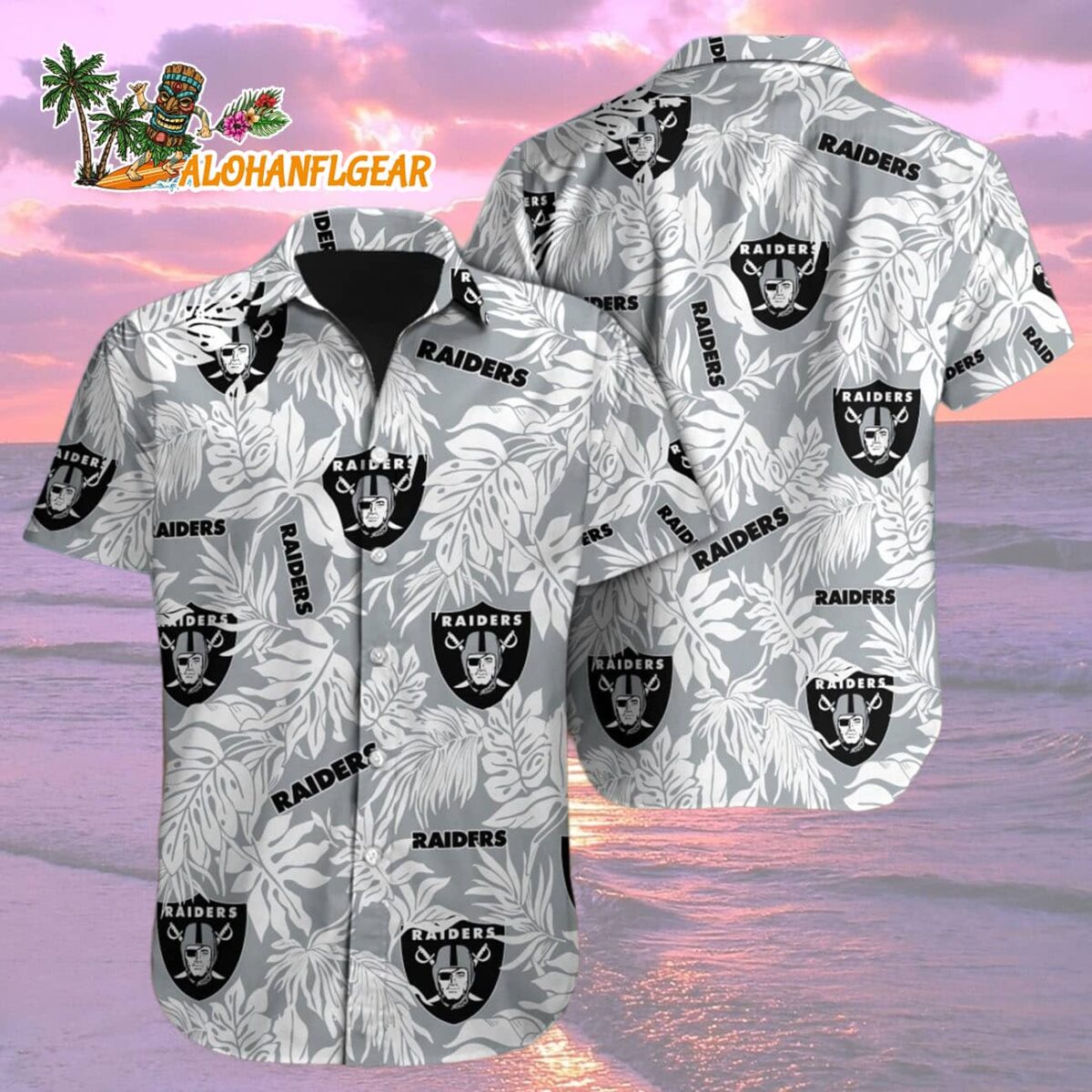 Las Vegas Raiders Tropical Leafs Design Hawaiian Shirt 2