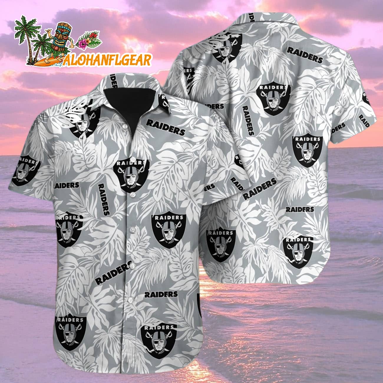 Las Vegas Raiders Tropical Leafs Design Hawaiian Shirt Las Vegas Raiders Tropical Leafs Design Hawaiian Shirt