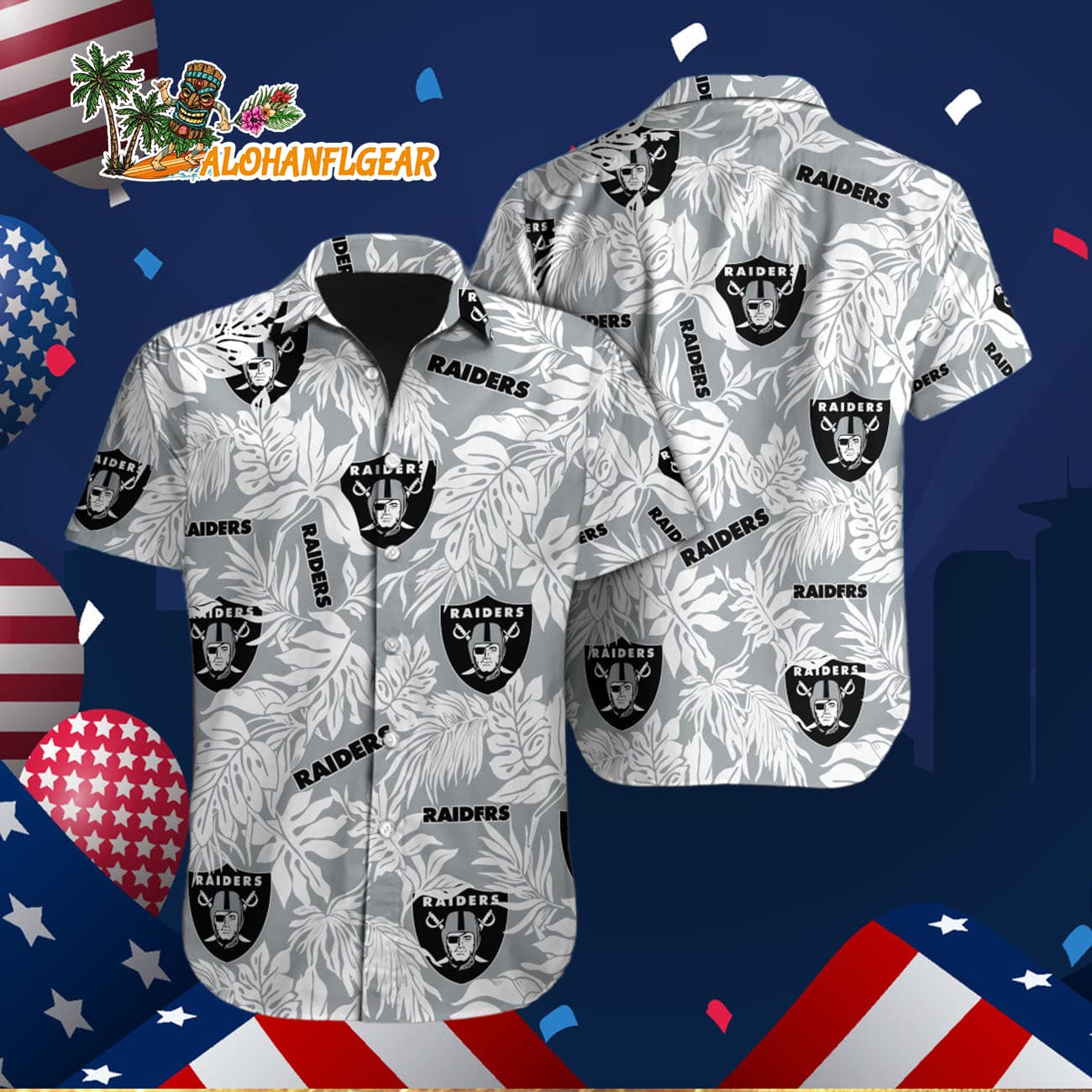 Las Vegas Raiders Tropical Leafs Design Hawaiian Shirt Las Vegas Raiders Tropical Leafs Design Hawaiian Shirt