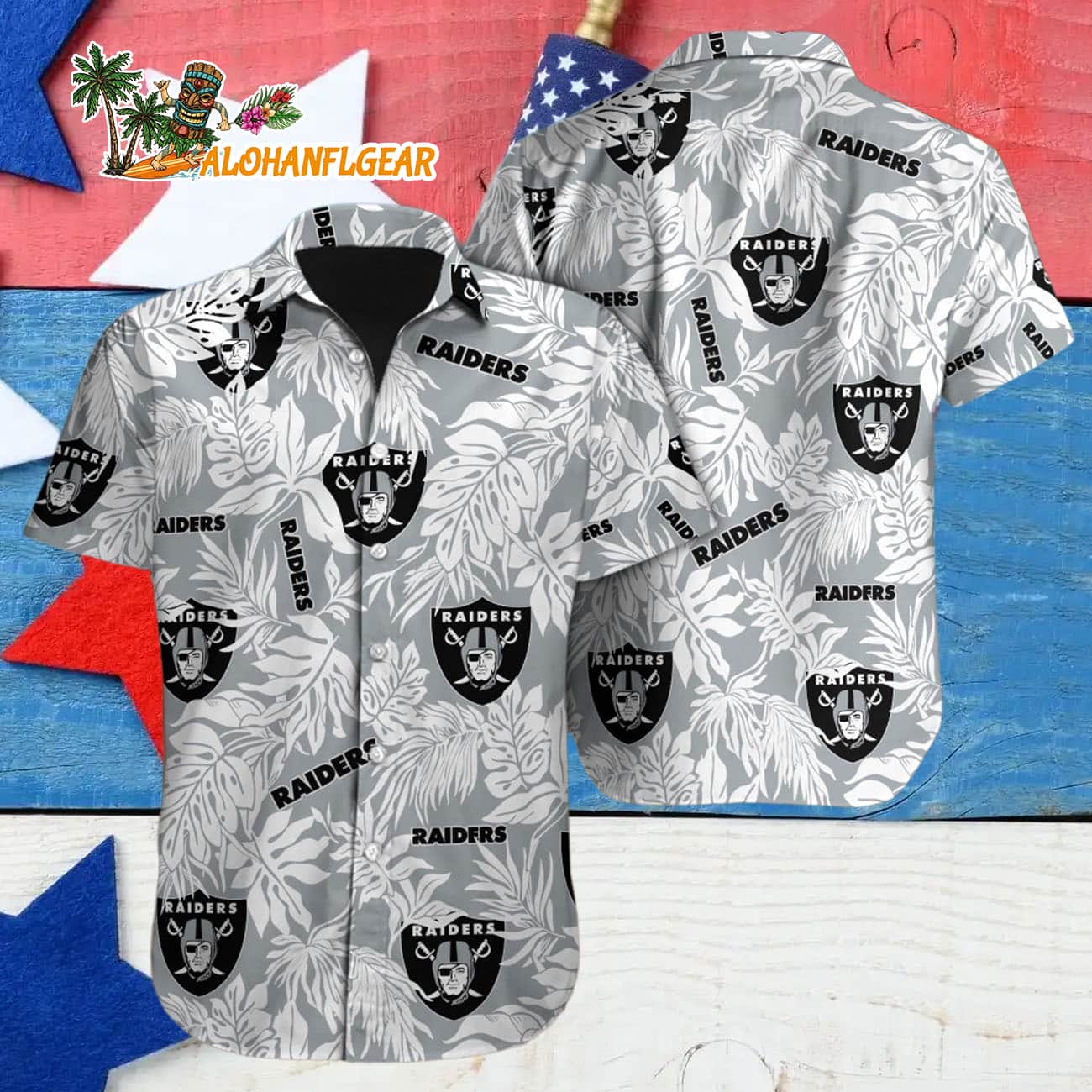 Las Vegas Raiders Tropical Leafs Design Hawaiian Shirt Las Vegas Raiders Tropical Leafs Design Hawaiian Shirt