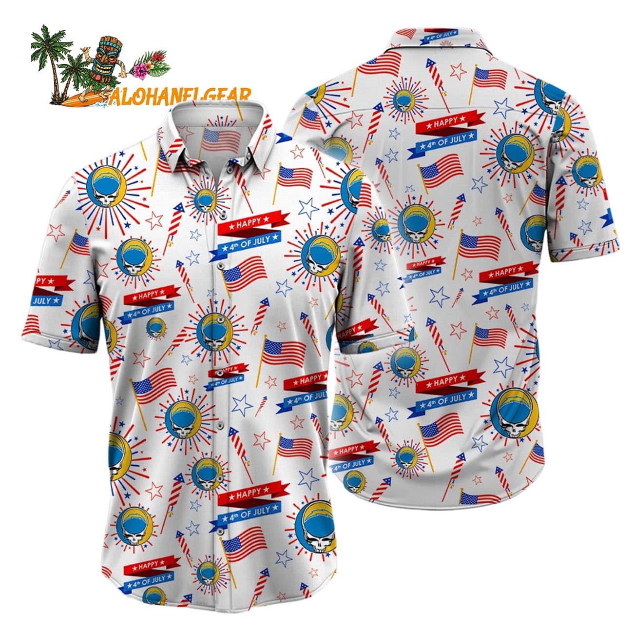 Los Angeles Chargers Grateful Dead Hawaiian Shirt Los Angeles Chargers Grateful Dead Hawaiian Shirt