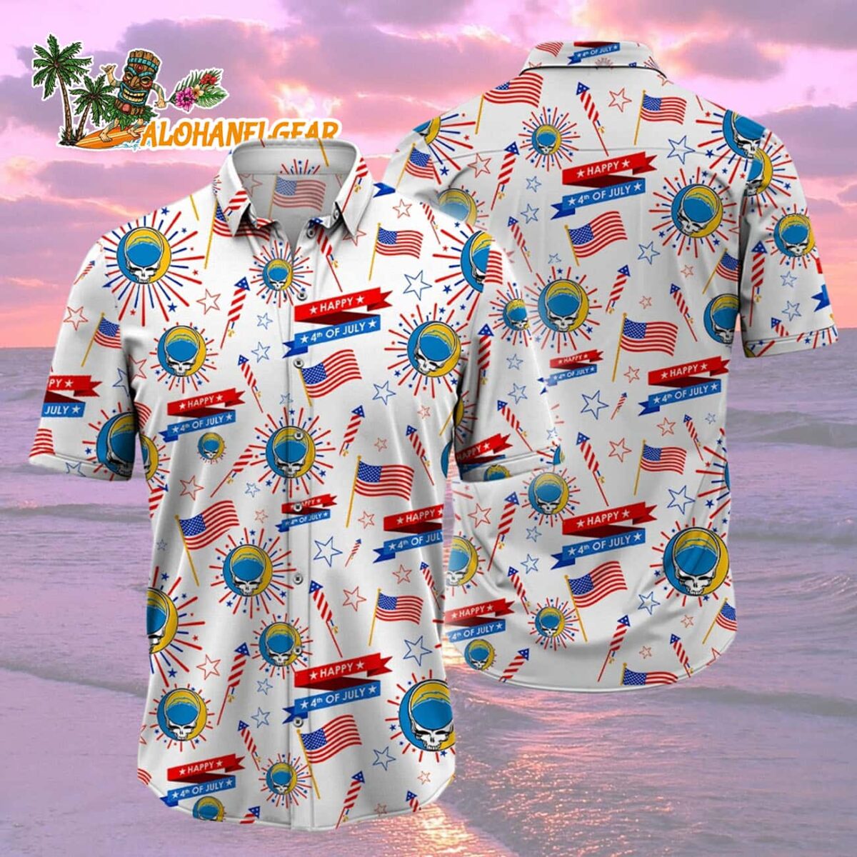 Los Angeles Chargers Grateful Dead Hawaiian Shirt 1 Los Angeles Chargers Grateful Dead Hawaiian Shirt 2