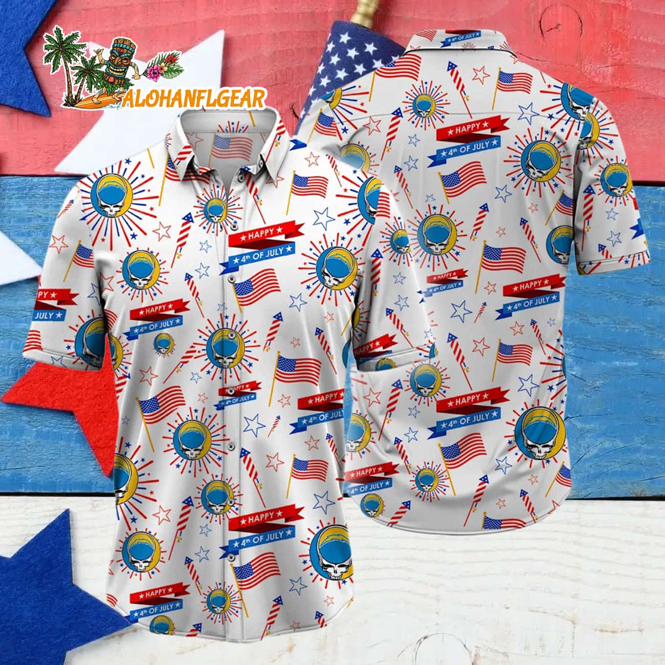 Los Angeles Chargers Grateful Dead Hawaiian Shirt Los Angeles Chargers Grateful Dead Hawaiian Shirt