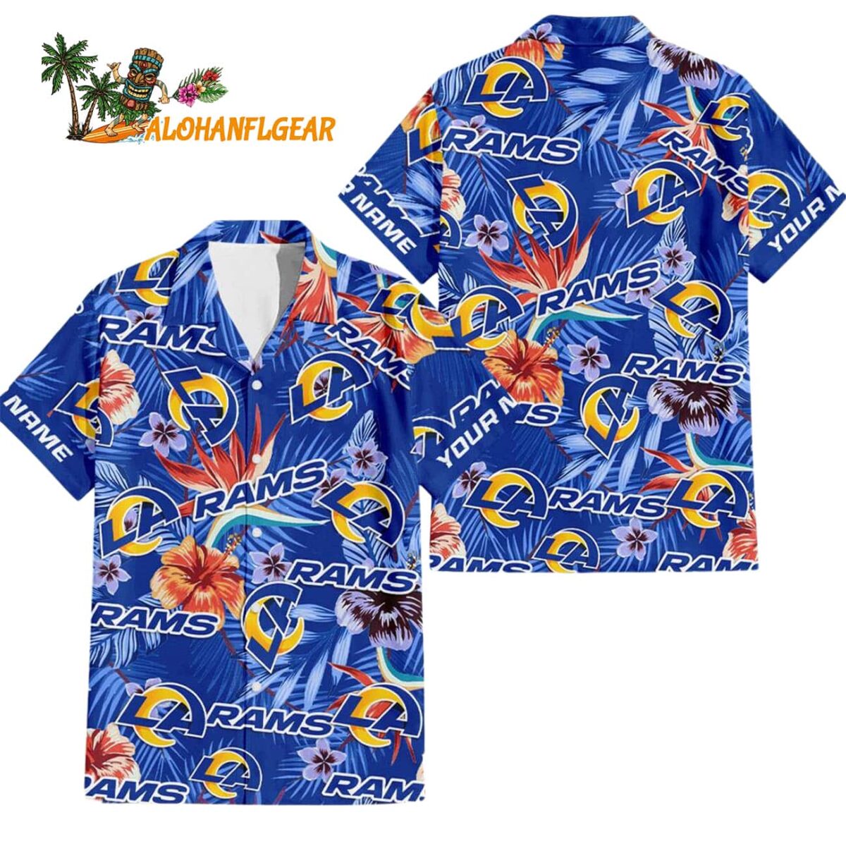 Los Angeles Rams Football Team Flower Summer Design Custom Name Hawaiian Shirt 1