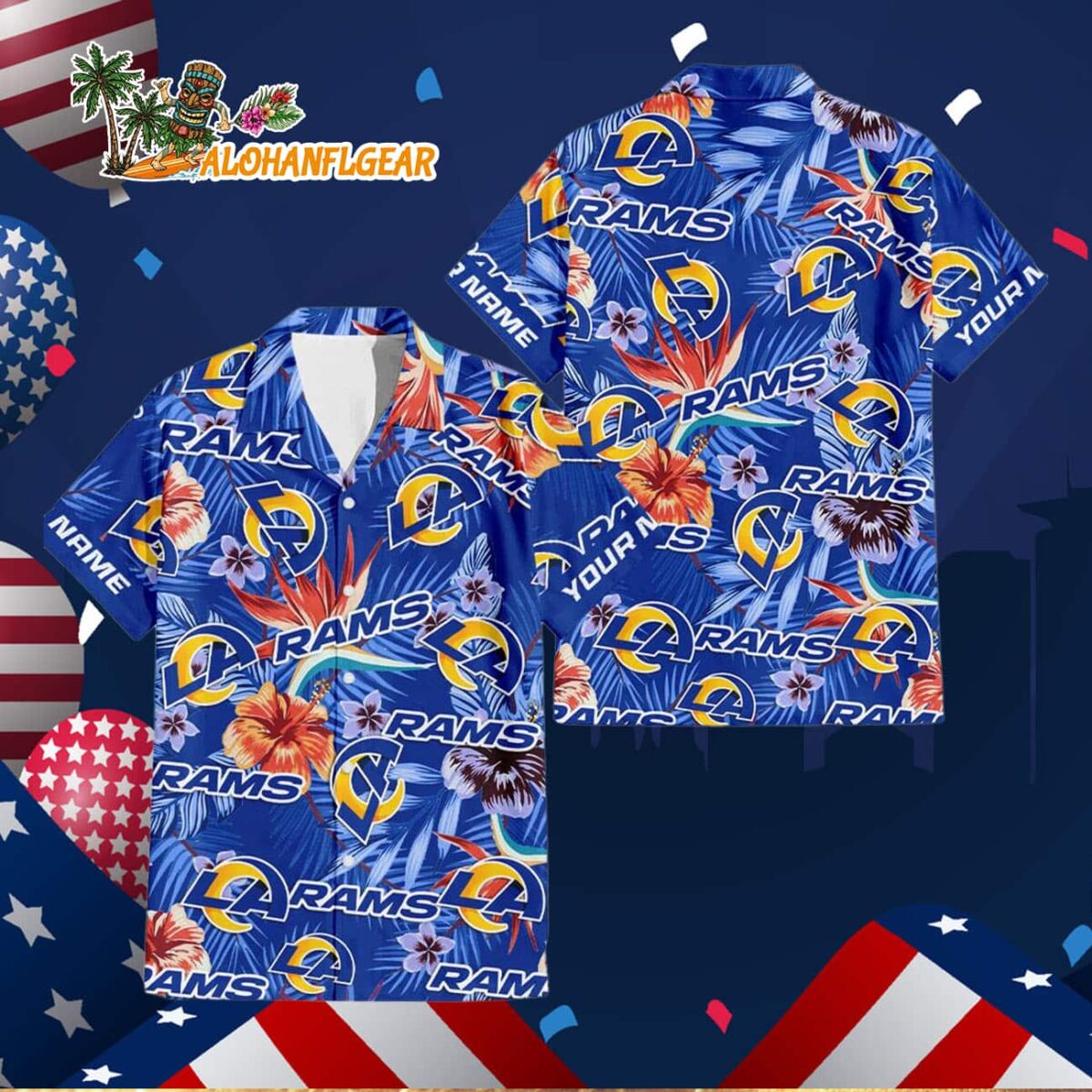 Los Angeles Rams Football Team Flower Summer Design Custom Name Hawaiian Shirt 2 Los Angeles Rams Football Team Flower Summer Design Custom Name Hawaiian Shirt 3